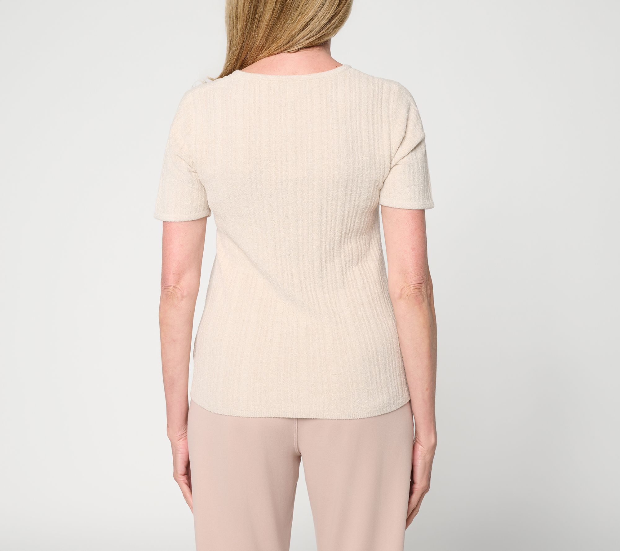Barefoot Dreams CozyChic Ultra Lite Ribbed V-Neck Tee - QVC.com