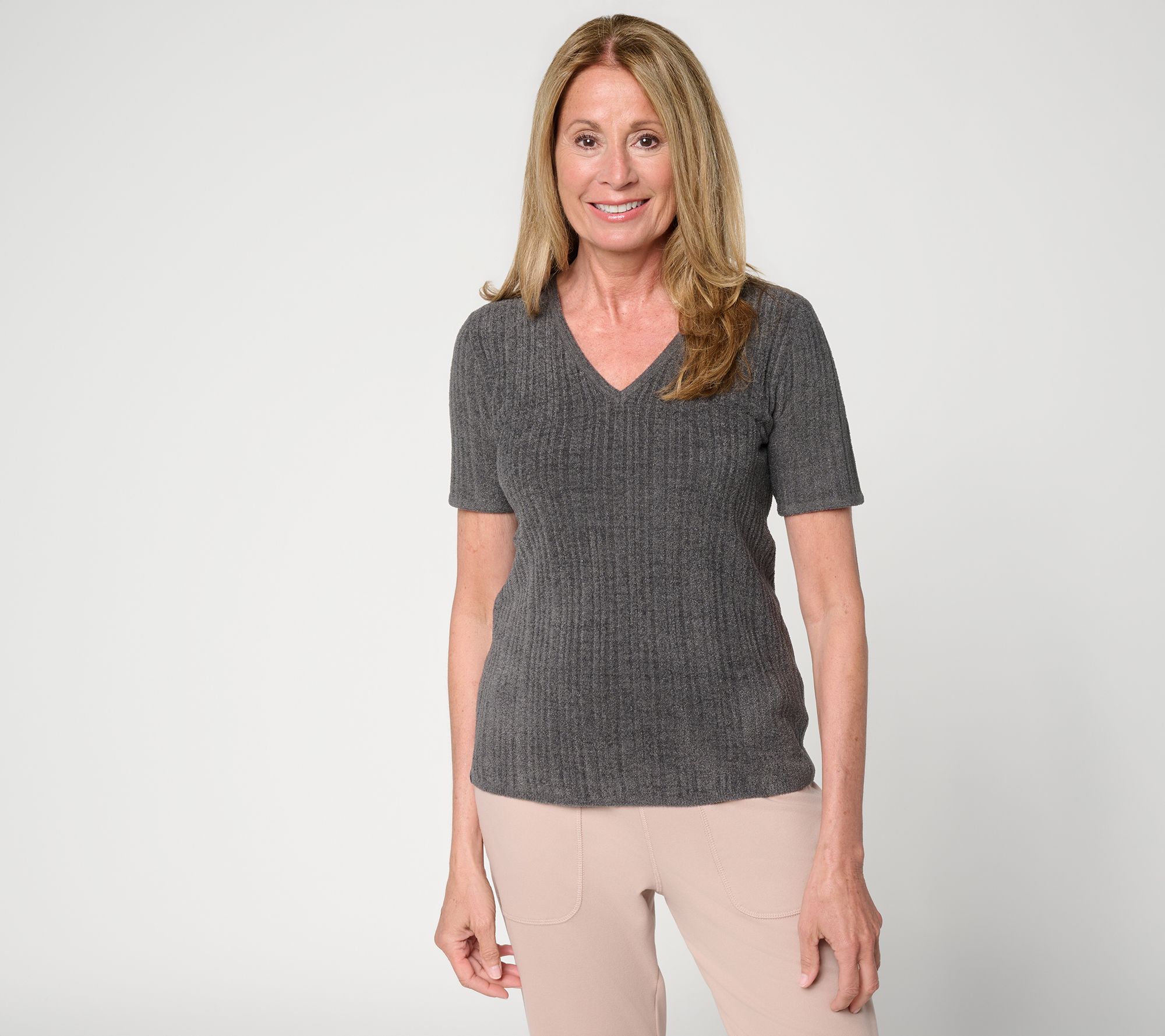 Barefoot Dreams CozyChic Ultra Lite Ribbed V-Neck Tee