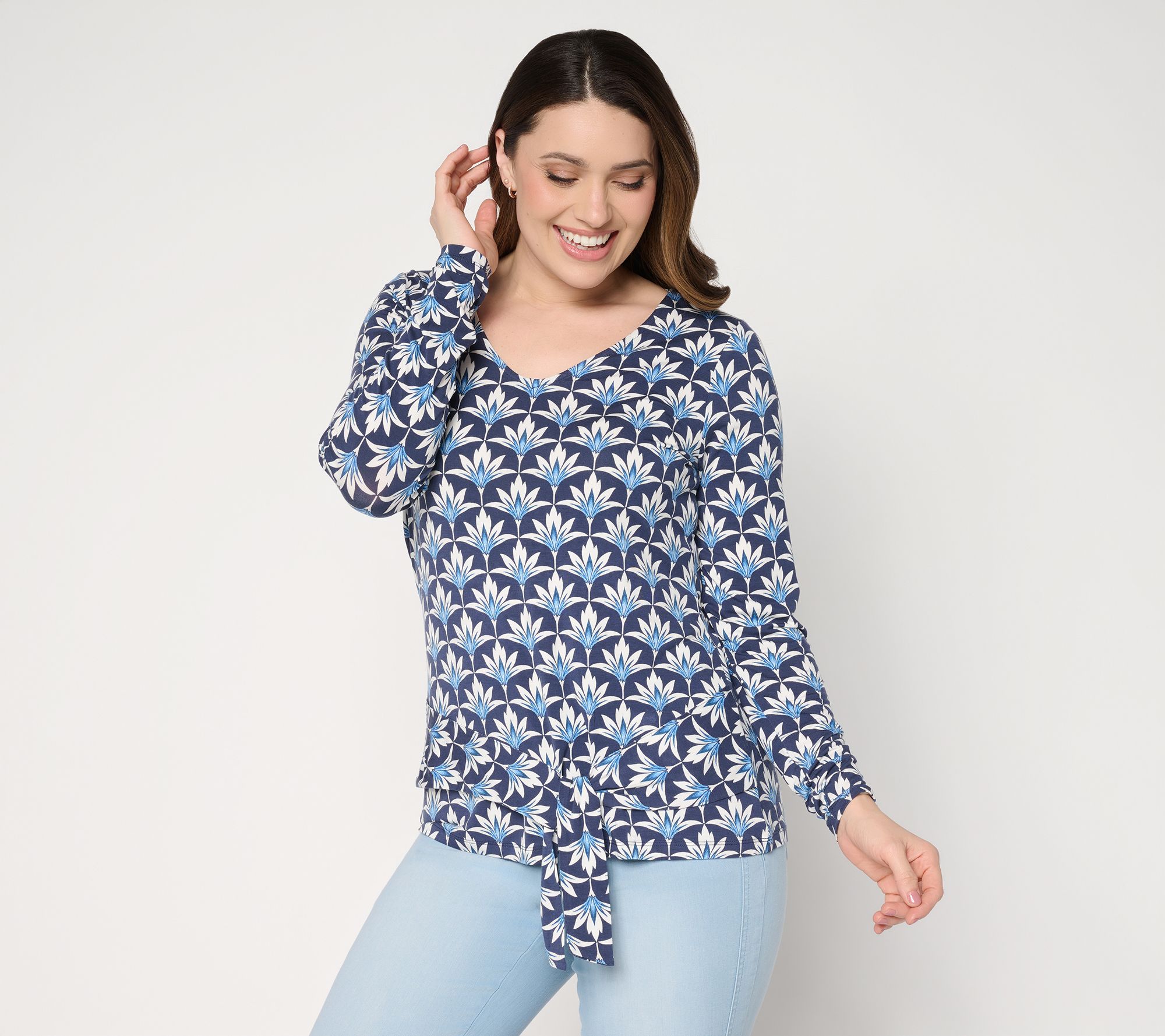 Belle Boho by Kim Gravel Rayon Spandex Lotus Petals Side Tie Top