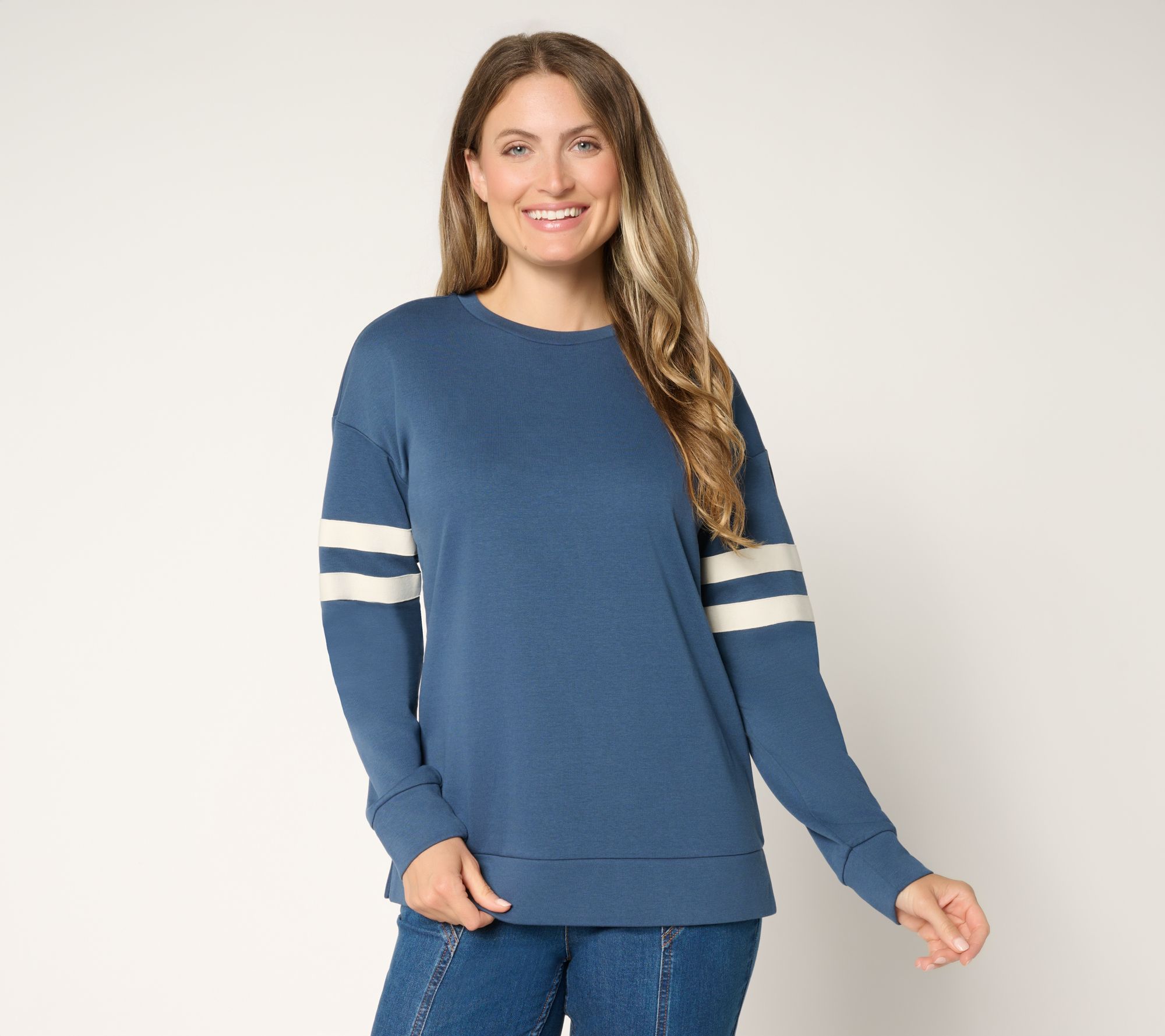 "As Is" Belle by Kim Gravel Game Day Stripe Jersey Sweatshirt