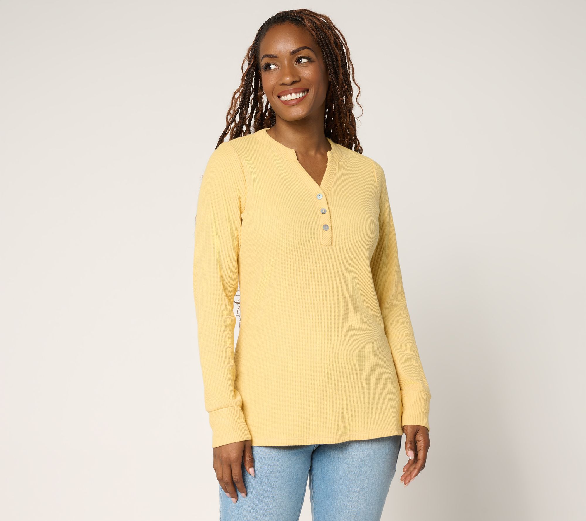 "As Is" Belle by Kim Gravel Micro Waffle Layering Henley