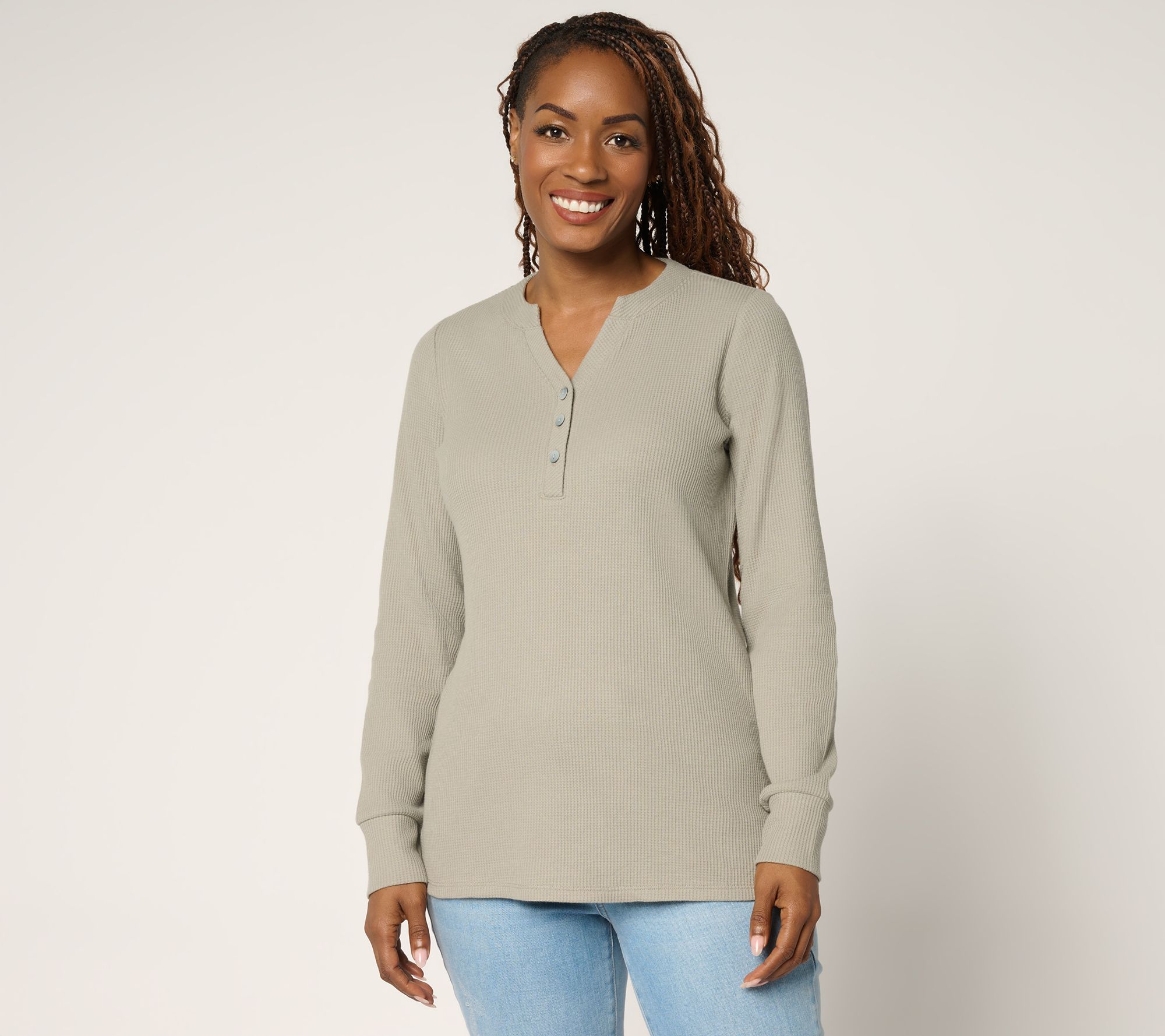 "As Is" Belle by Kim Gravel Micro Waffle Layering Henley