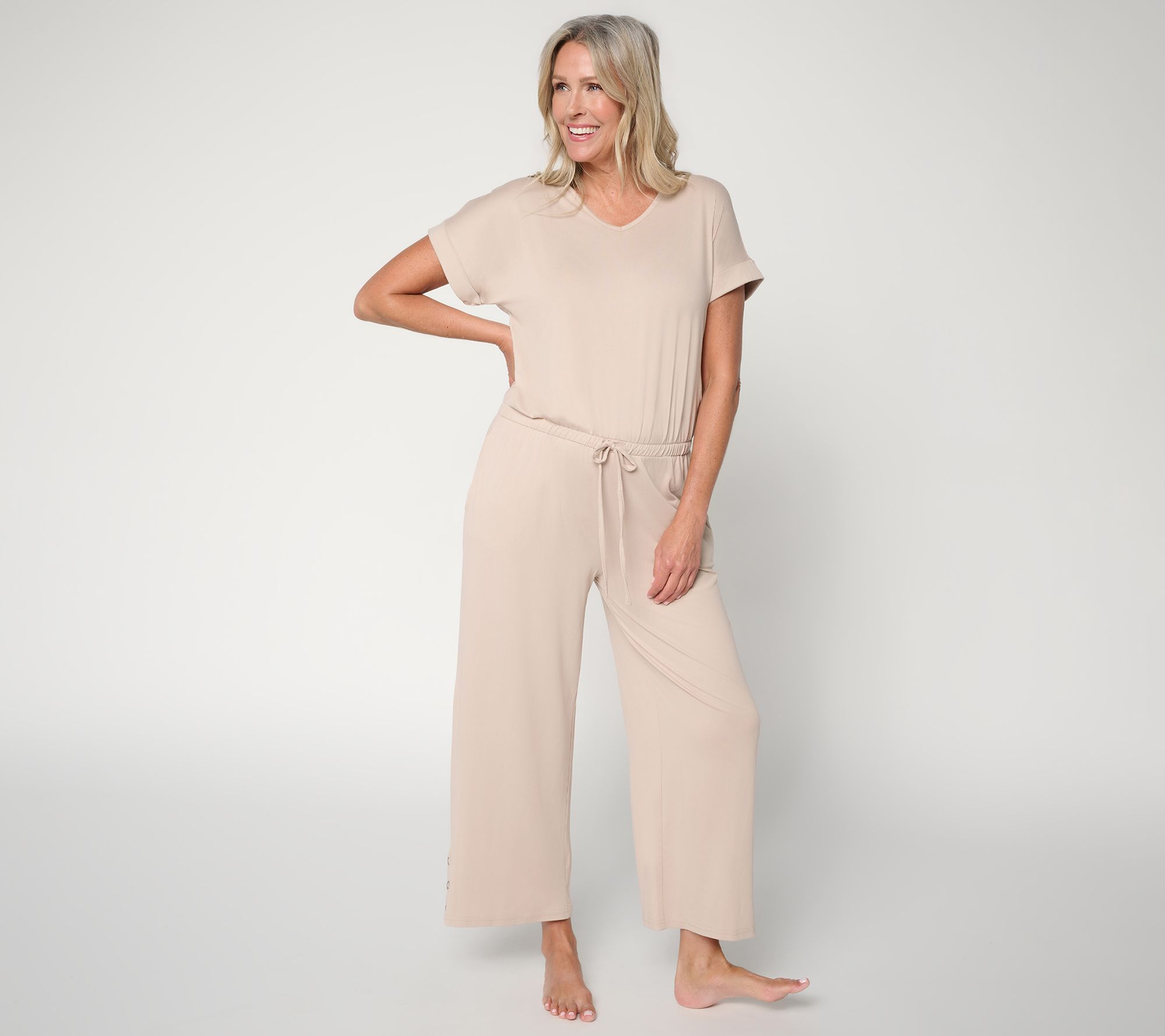 MUK LUKS Petite Dolman Sleeve Cropped Pant Jumpsuit