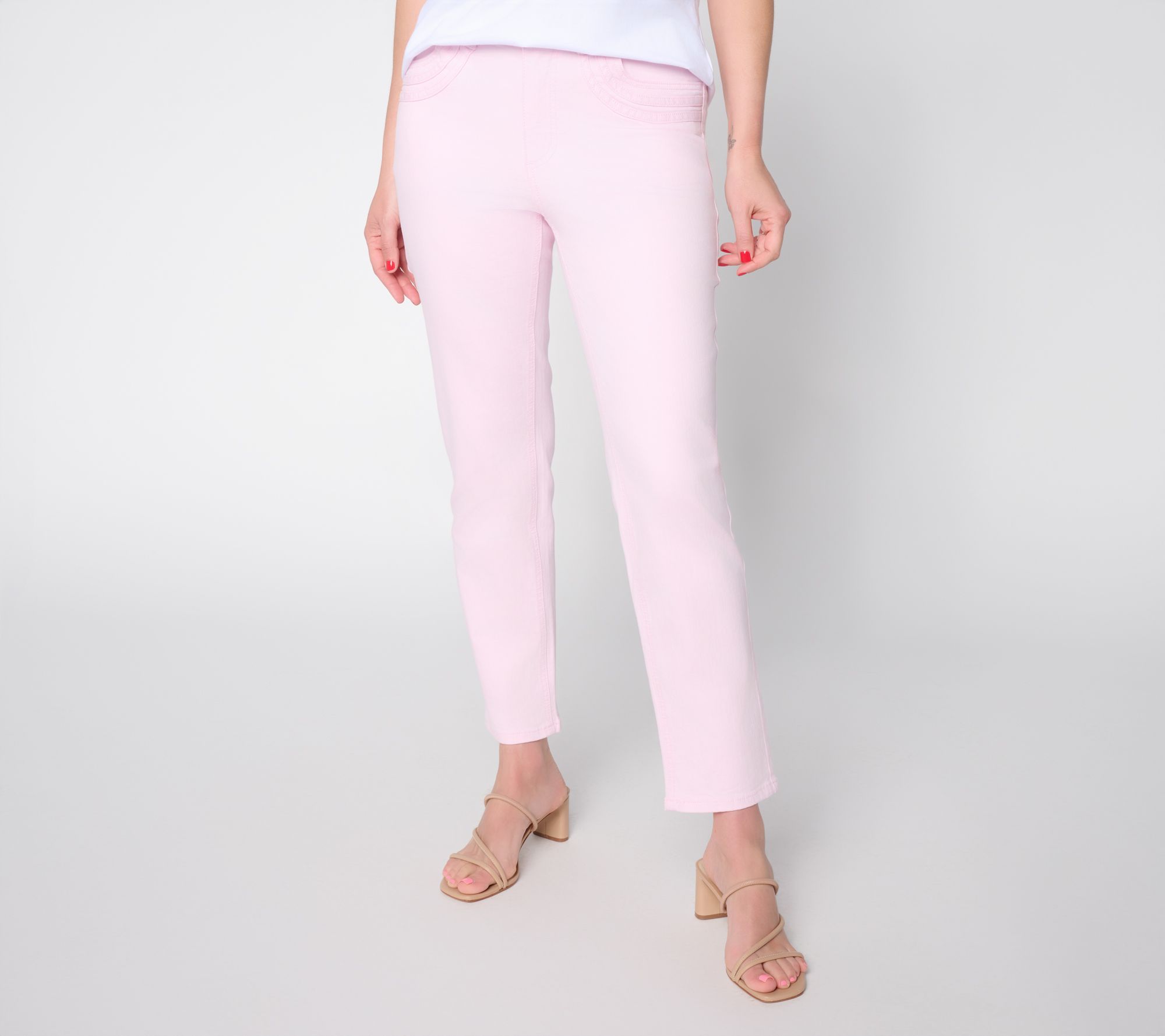  Susan Graver Petite Stretch Denim Straight Leg Jeans