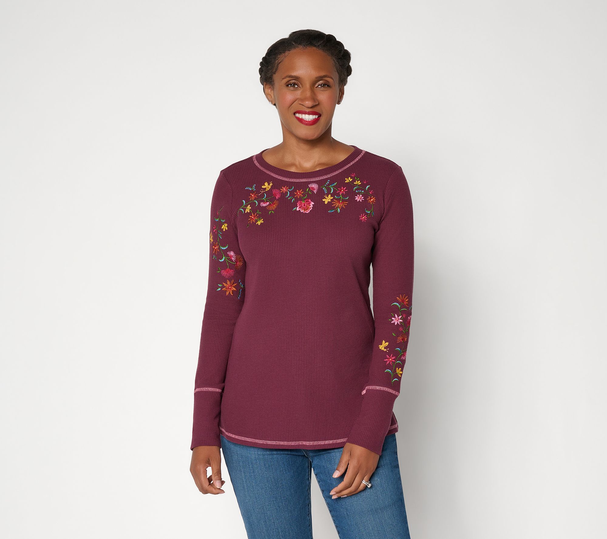 Belle by Kim Gravel Baby Waffle Floral Fields Embroidered Top