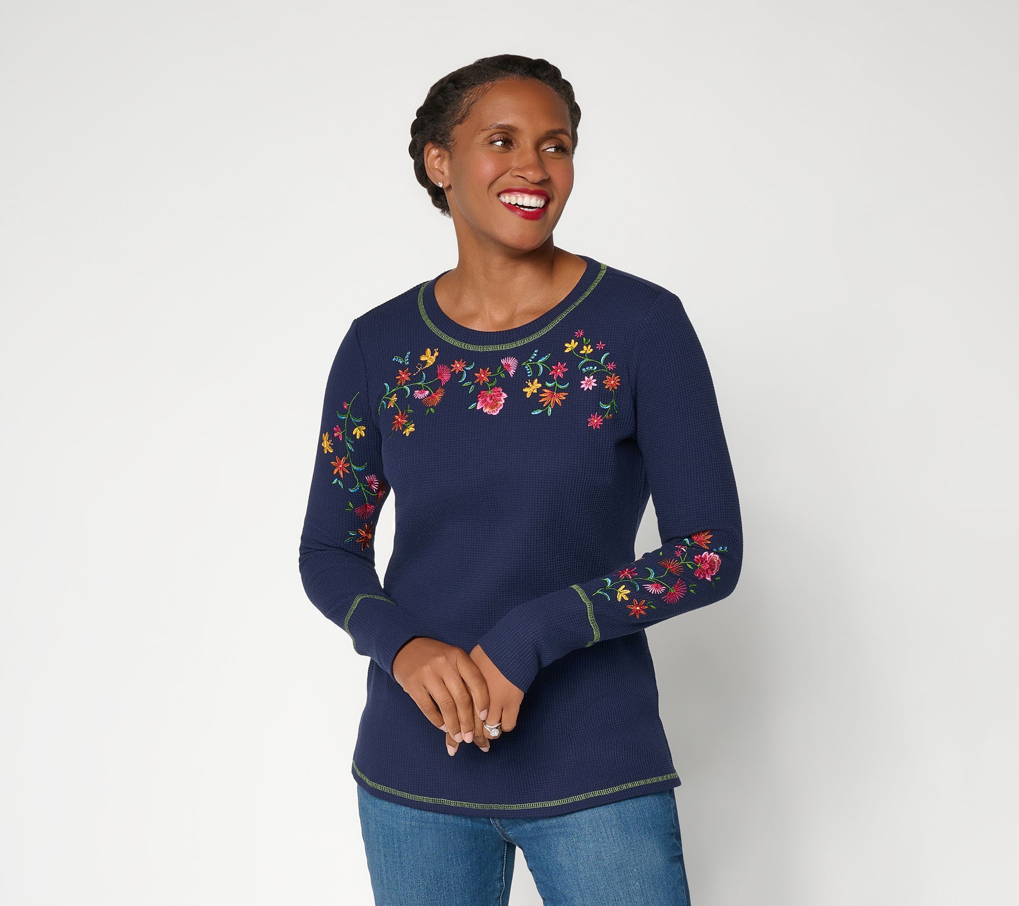 Belle by Kim Gravel Baby Waffle Floral Fields Embroidered Top