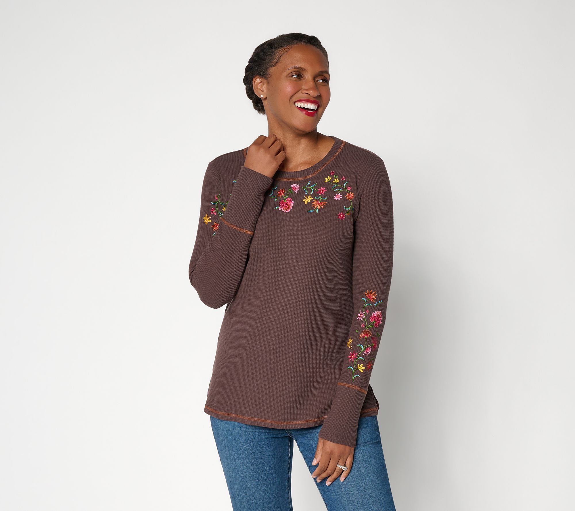 Belle by Kim Gravel Baby Waffle Floral Fields Embroidered Top