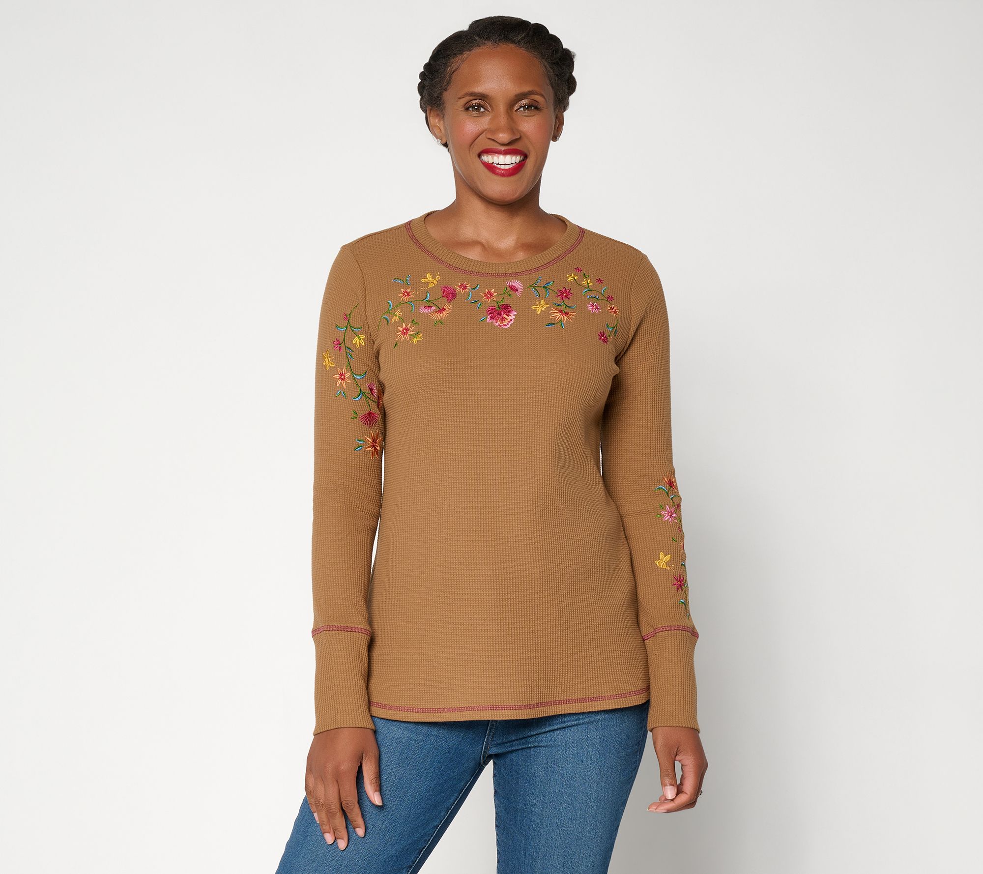 Belle by Kim Gravel Baby Waffle Floral Fields Embroidered Top