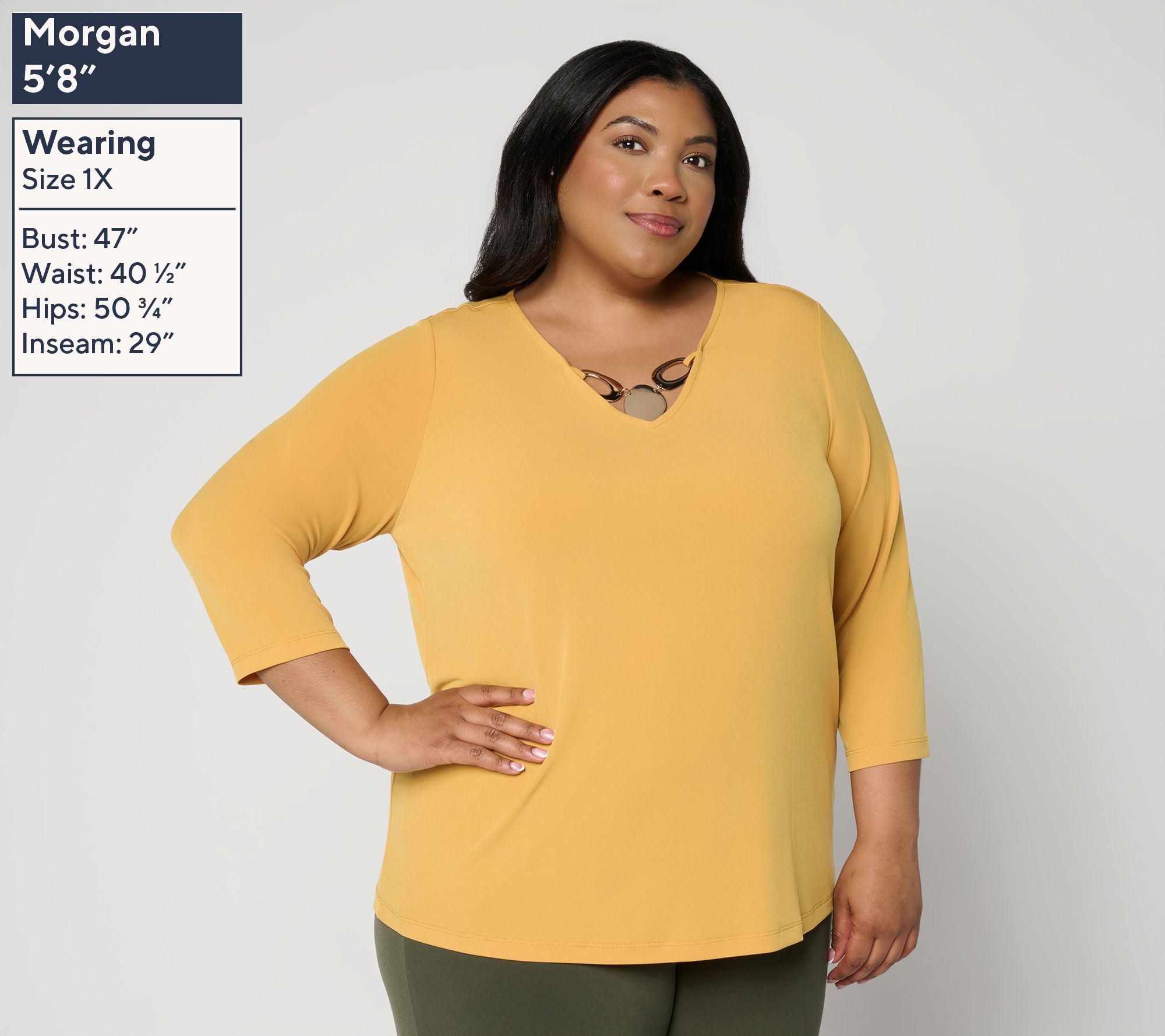 Susan Graver Liquid Knit V-Neck Top w/ Keyhole Trim | QVC