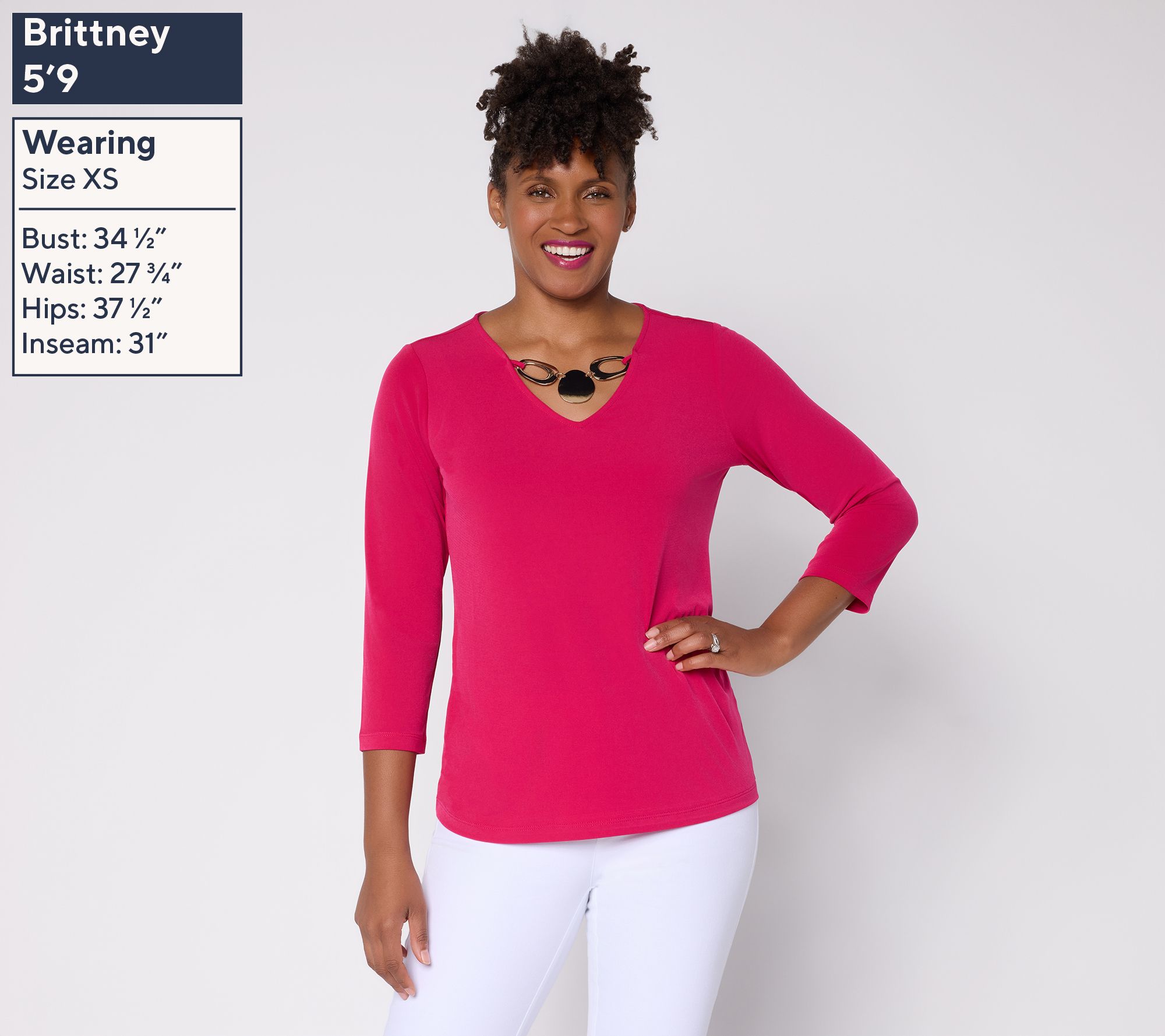 Susan Graver Liquid Knit V-Neck Top w/ Keyhole Trim | QVC