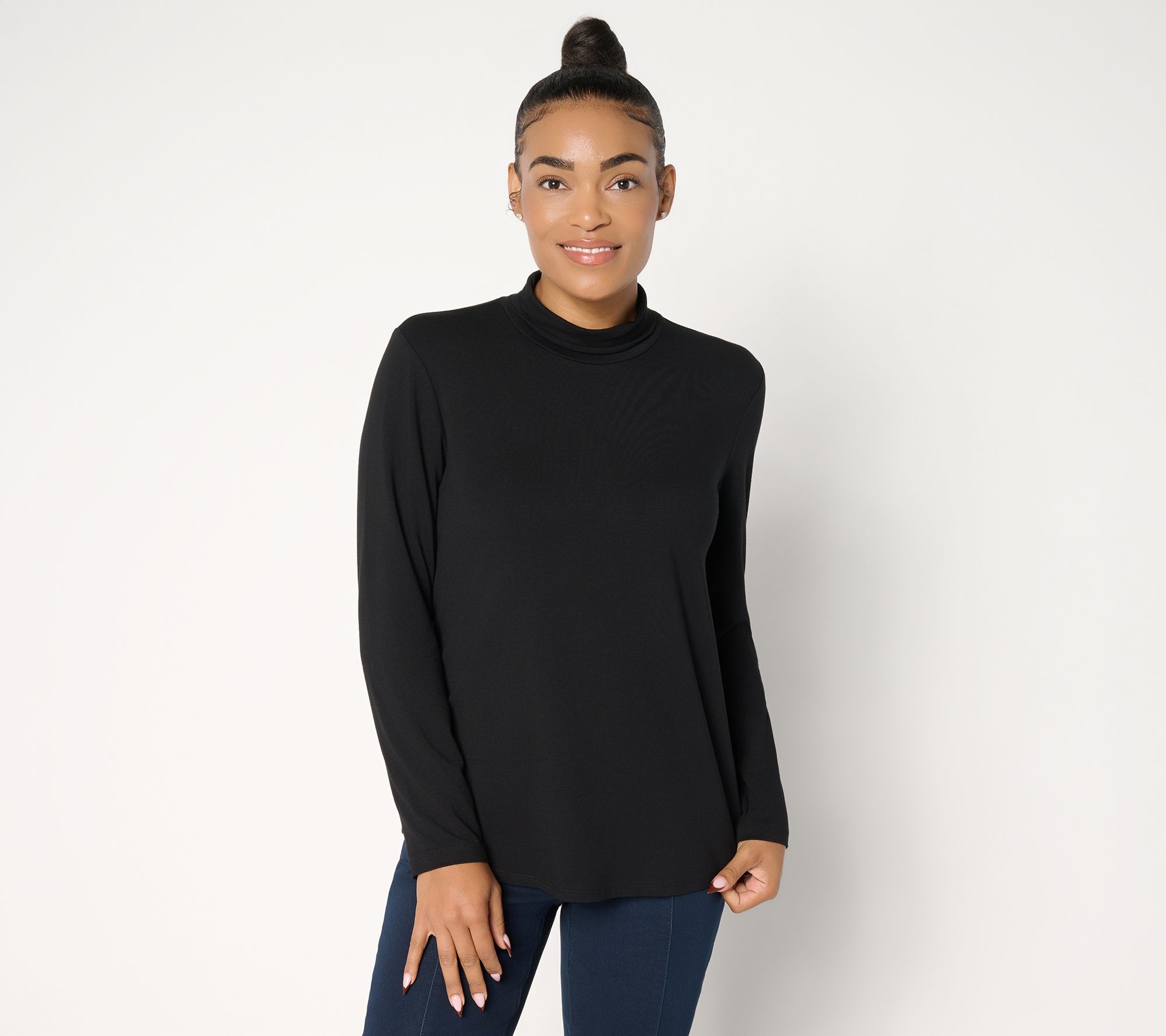 "As Is" Susan Graver Essentials Comfy Cotton Turtleneck Top