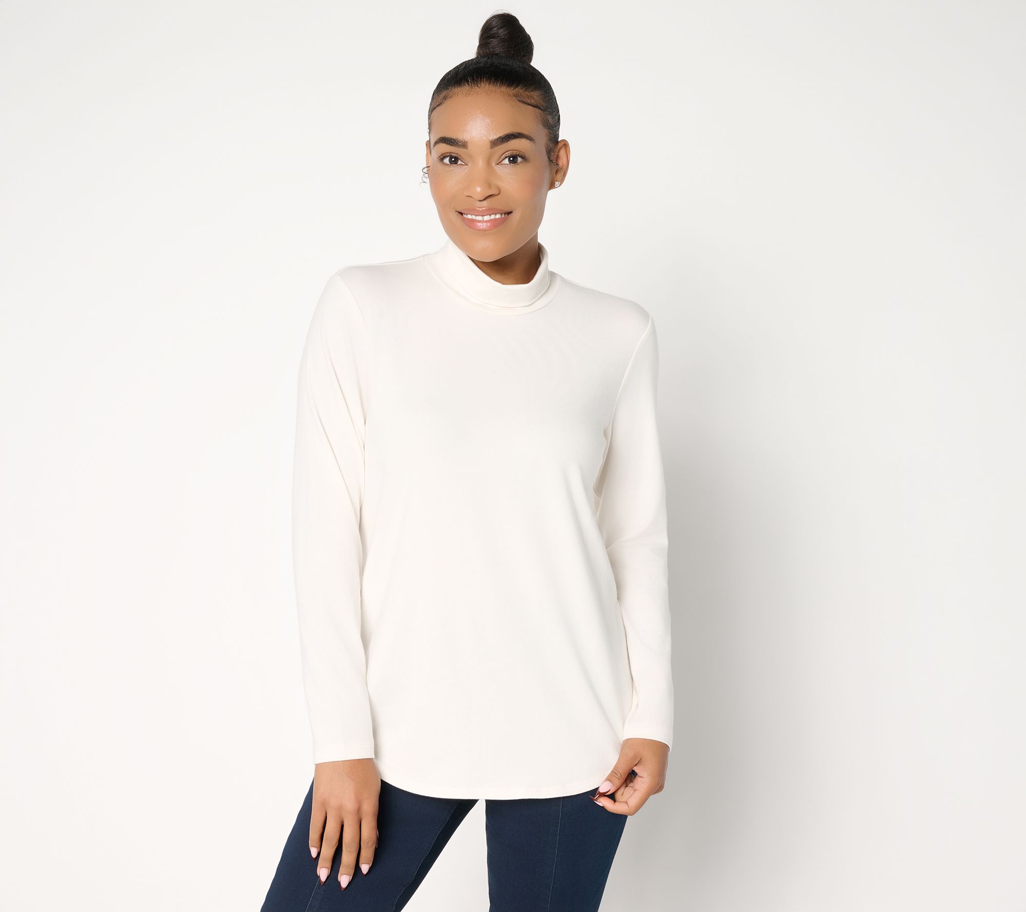 "As Is" Susan Graver Essentials Comfy Cotton Turtleneck Top