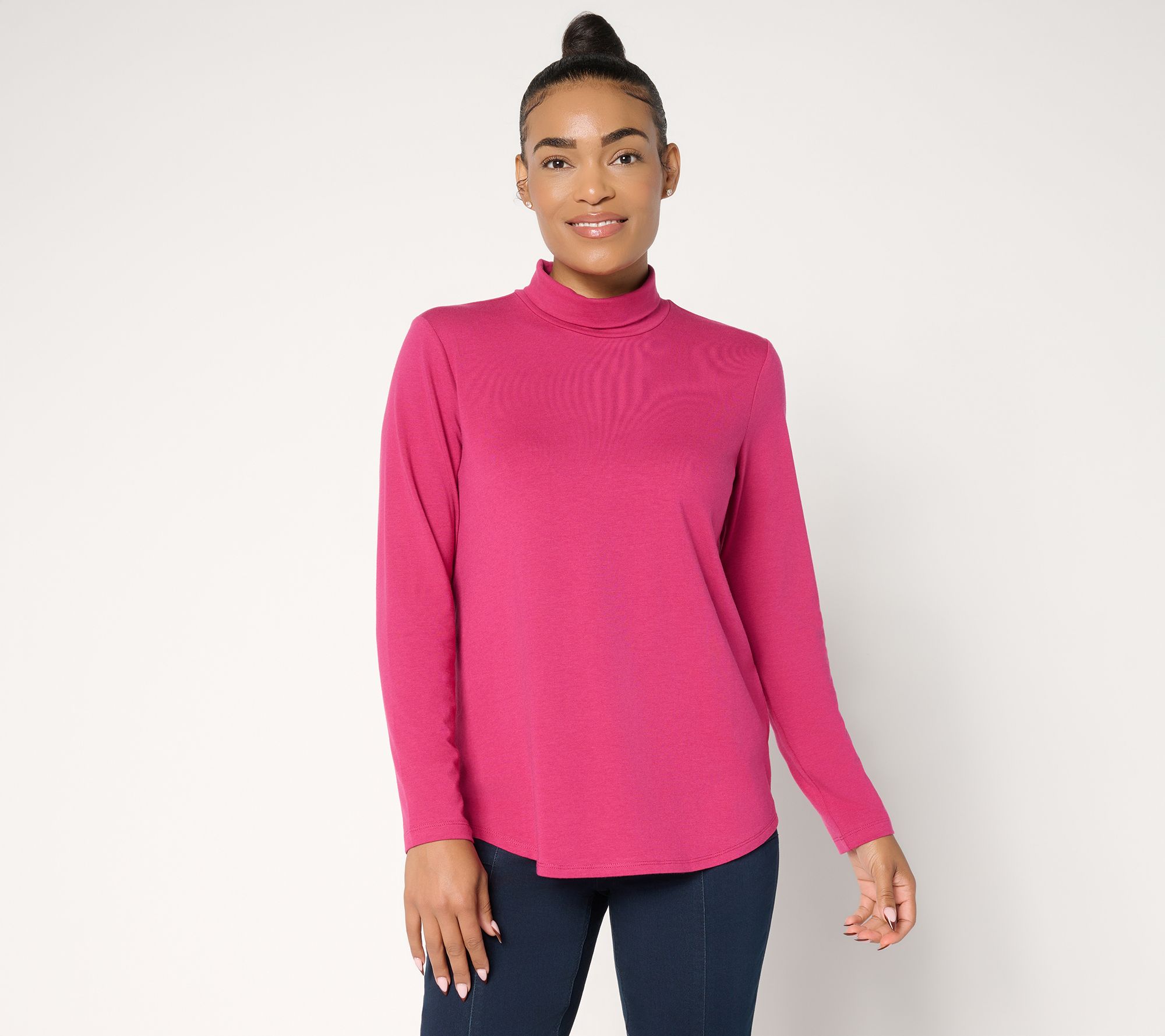 "As Is" Susan Graver Essentials Comfy Cotton Turtleneck Top