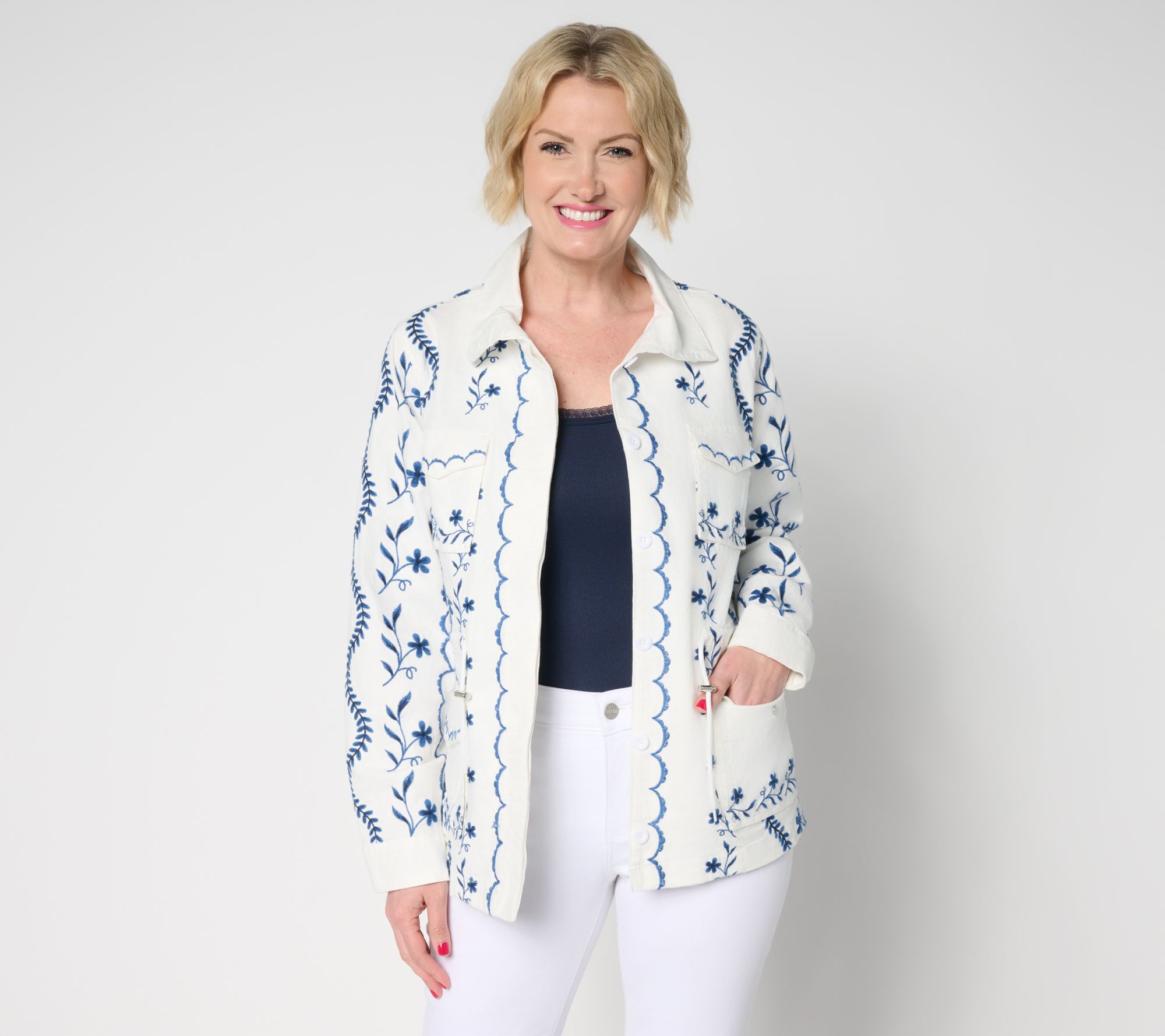 "As Is" Driftwood Jeans Amber Linen Utility Jacket- White