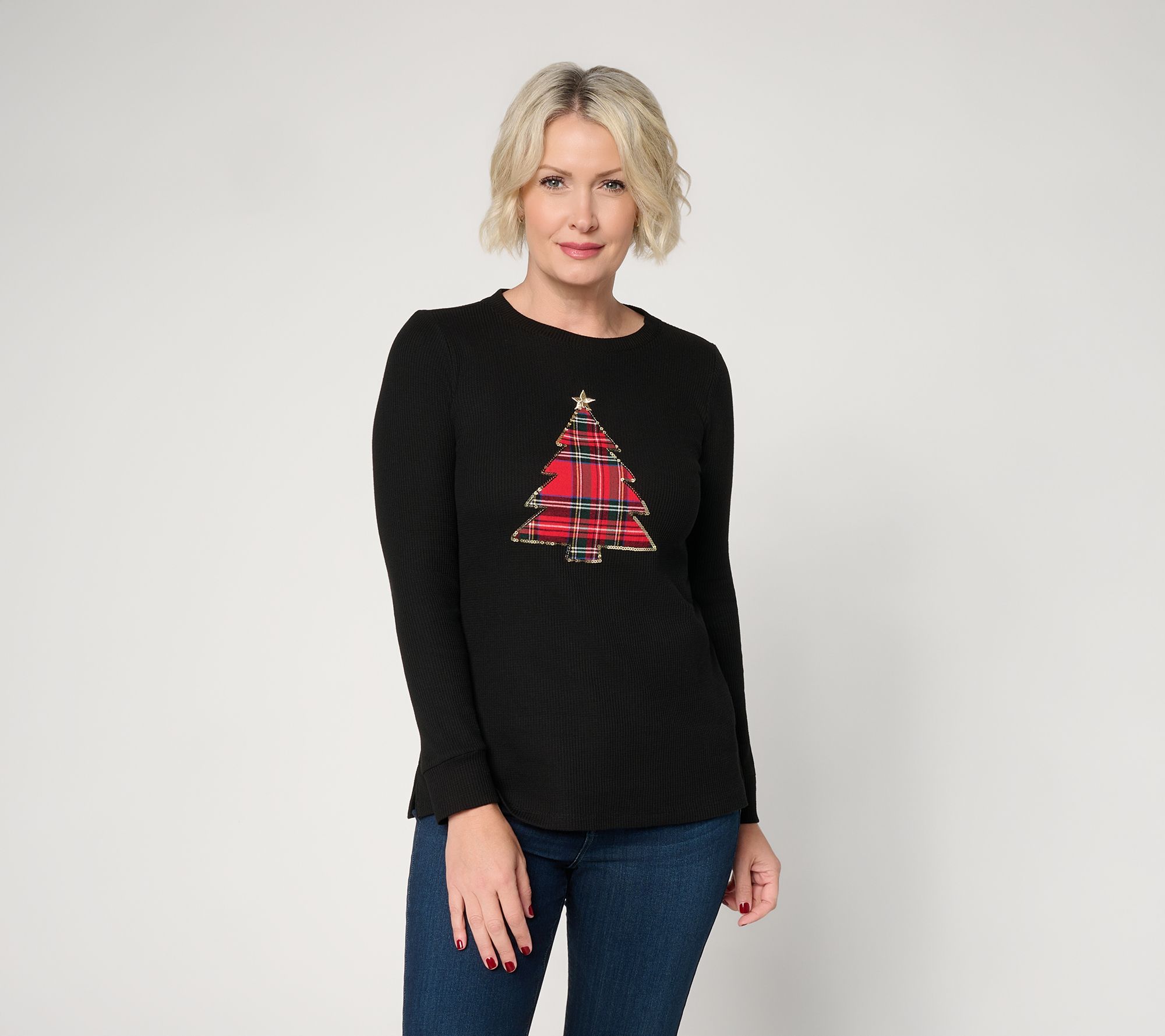 Jingle Belles by Kim Gravel Micro Waffle Holiday Top