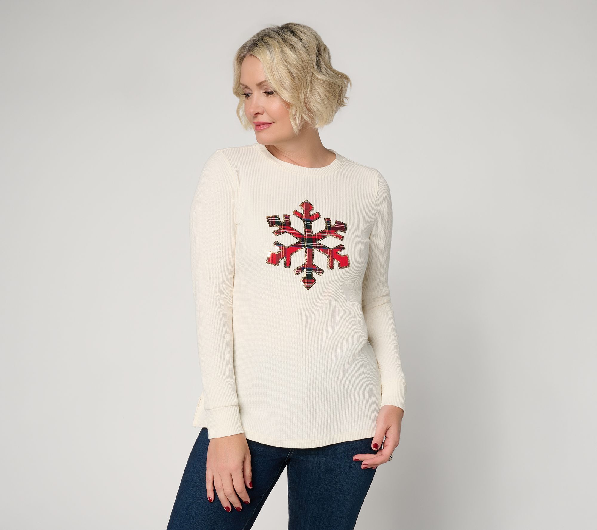 Jingle Belles by Kim Gravel Micro Waffle Holiday Top