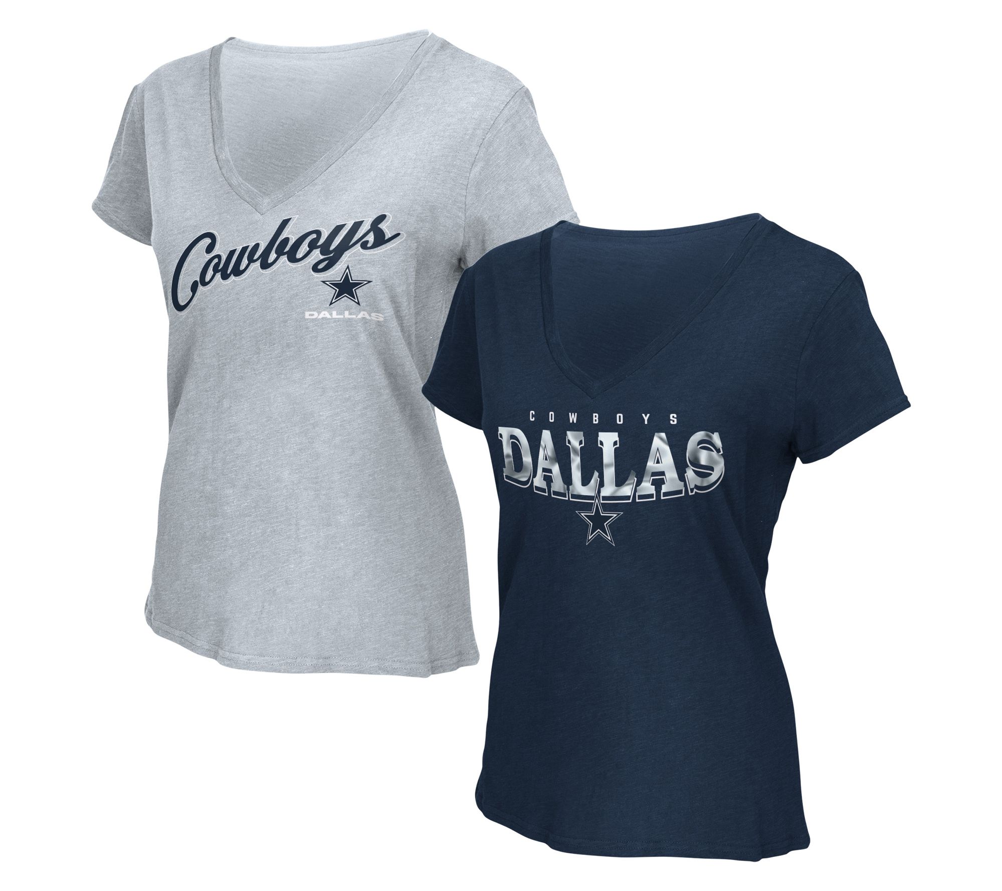 NFL Officially Licensed Dallas Women's V-Neck T-Shirts 2-Pack