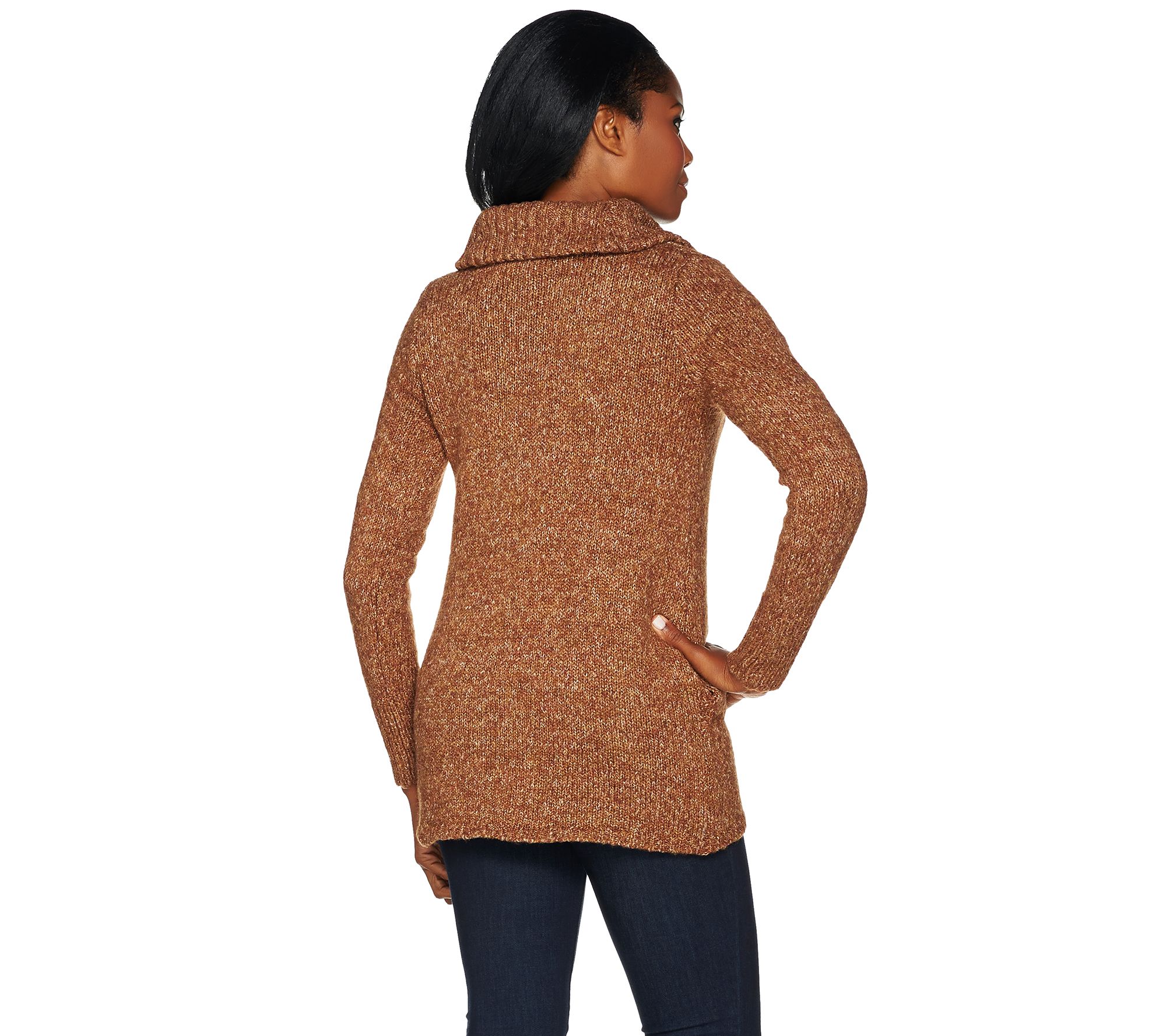 Lisa Rinna Collection Zip Front Sweater with Rib Collar - QVC.com