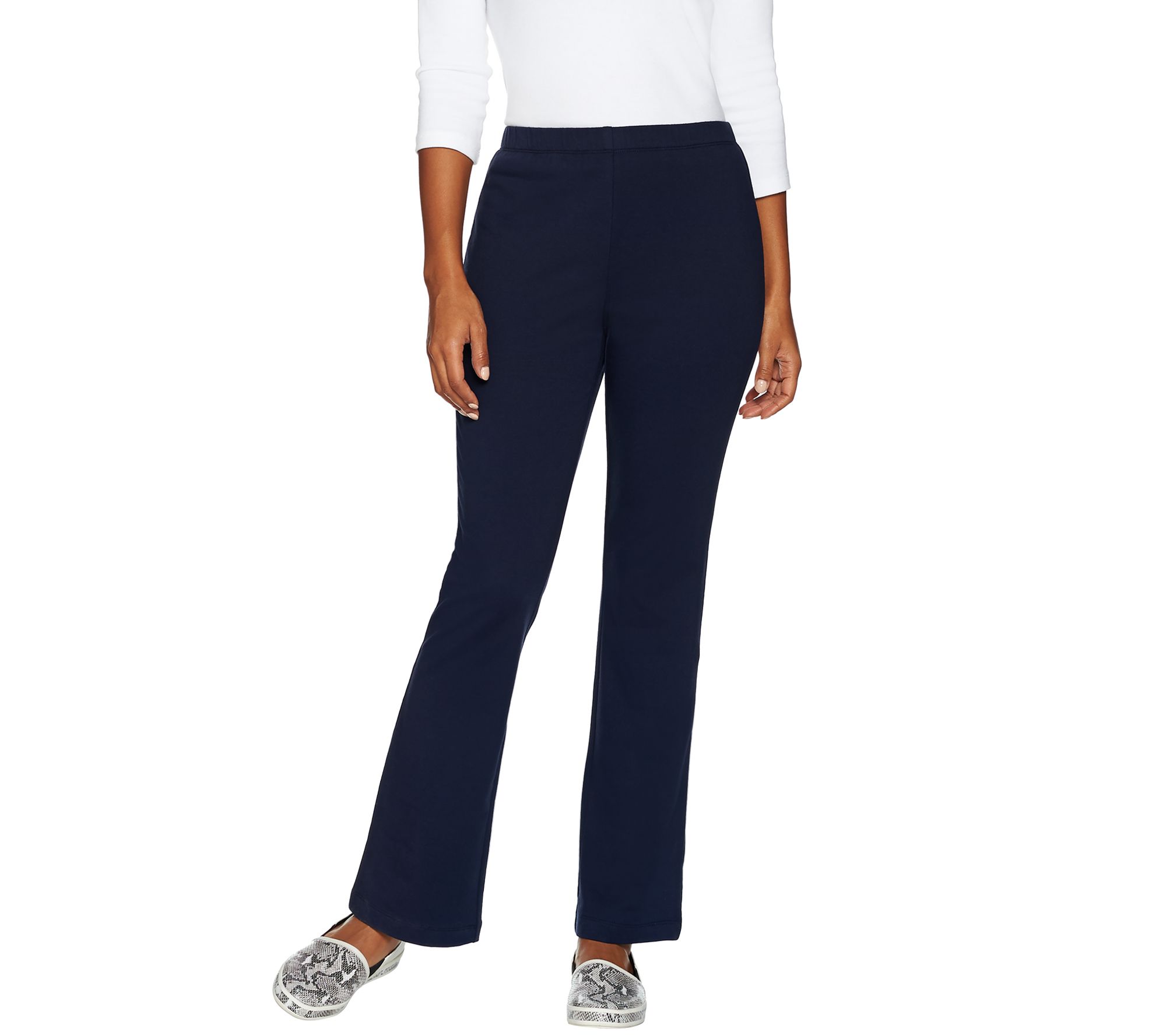 Susan Graver Weekend French Terry Pull-On Bootcut Pants - QVC.com