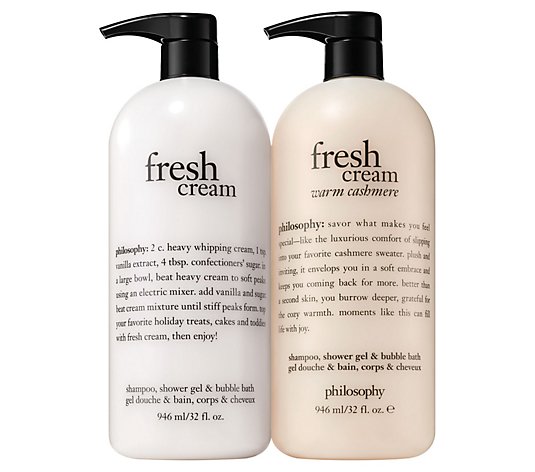 philosophy super-size fresh cream & warm cashmere shower gel duo