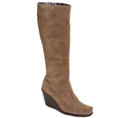 Aerosoles Gather Round Suede Wedge Boots with Side Zip - Page 1 — QVC.com