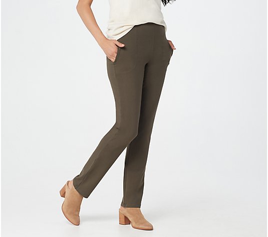 Women with Control Petite City Slim-Leg Pull-On Pants with Pockets