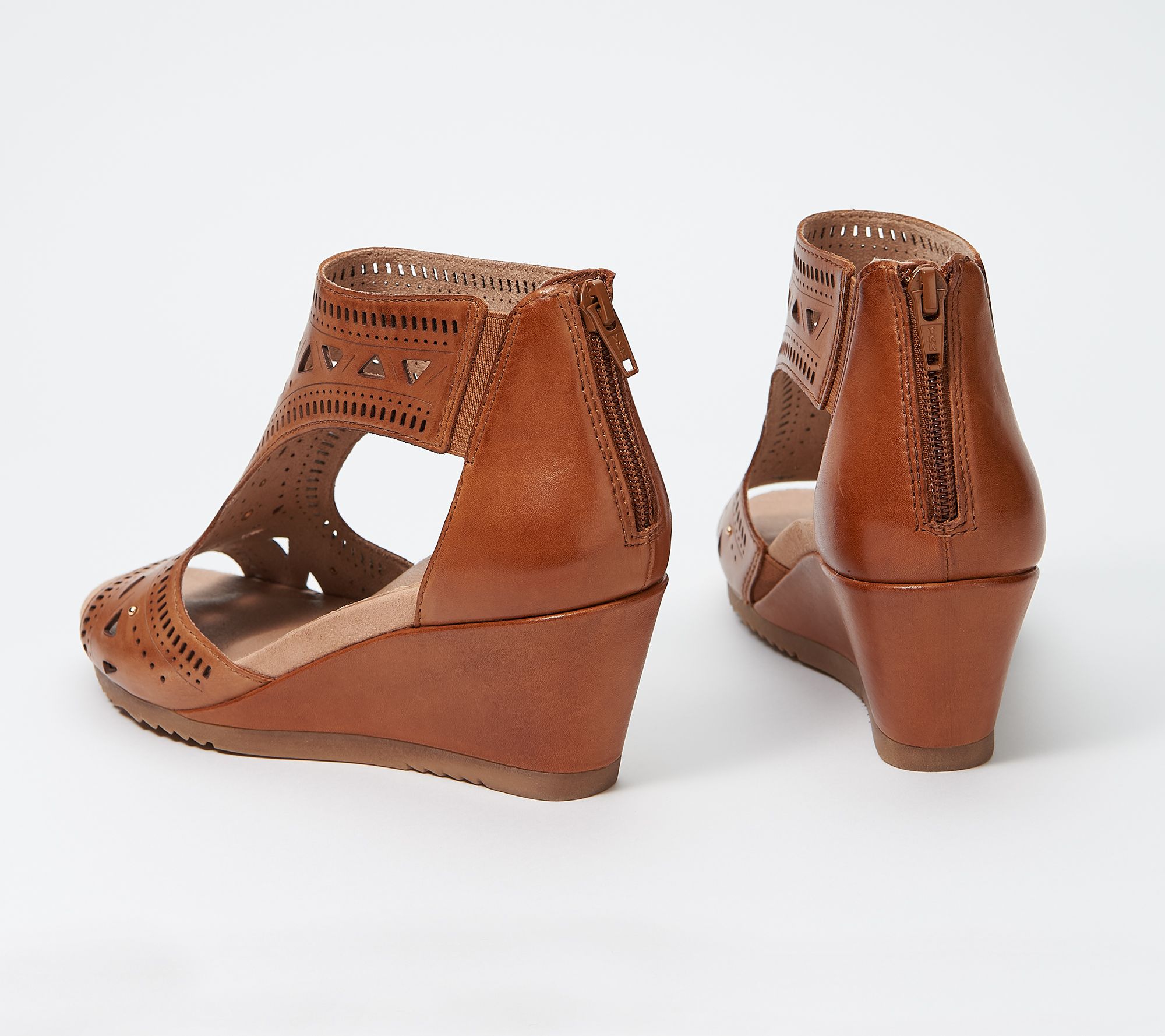 Earth Leather Wedge Sandals - Attalea Barbudo - QVC.com