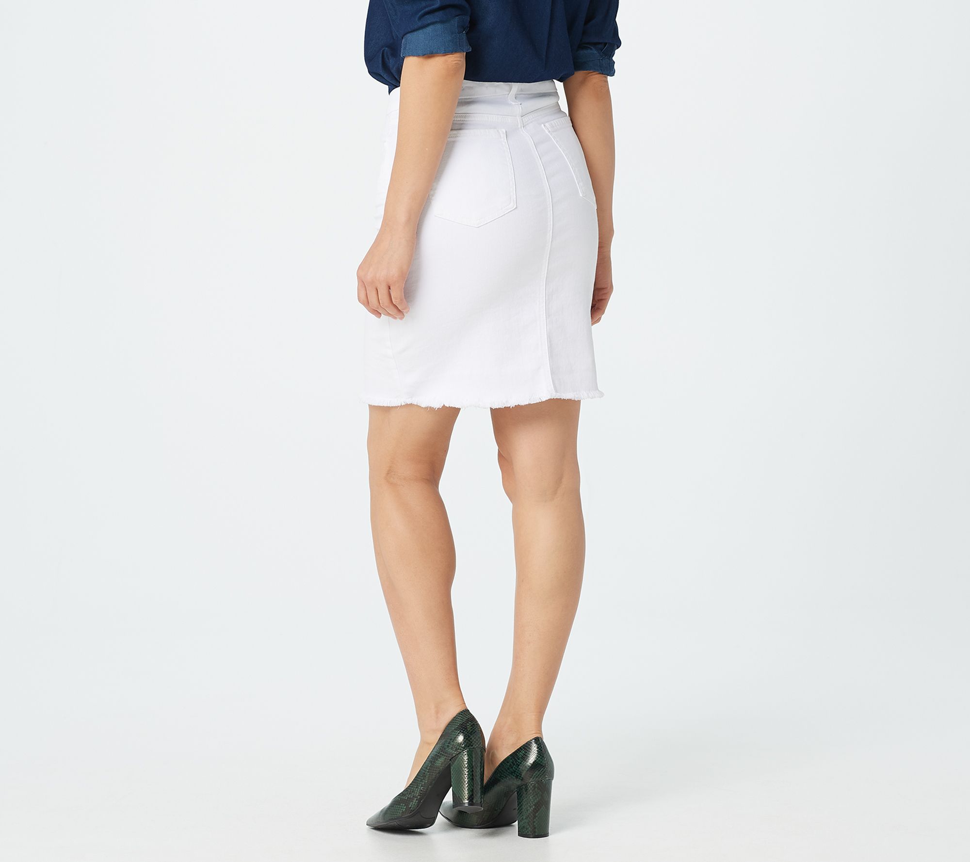Jen7 by 7 for All Mankind Pencil Skirt with Frayed hem - White - QVC.com