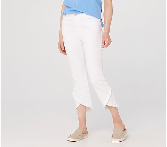 Susan Graver Regular High Stretch White Denim Crop Jeans