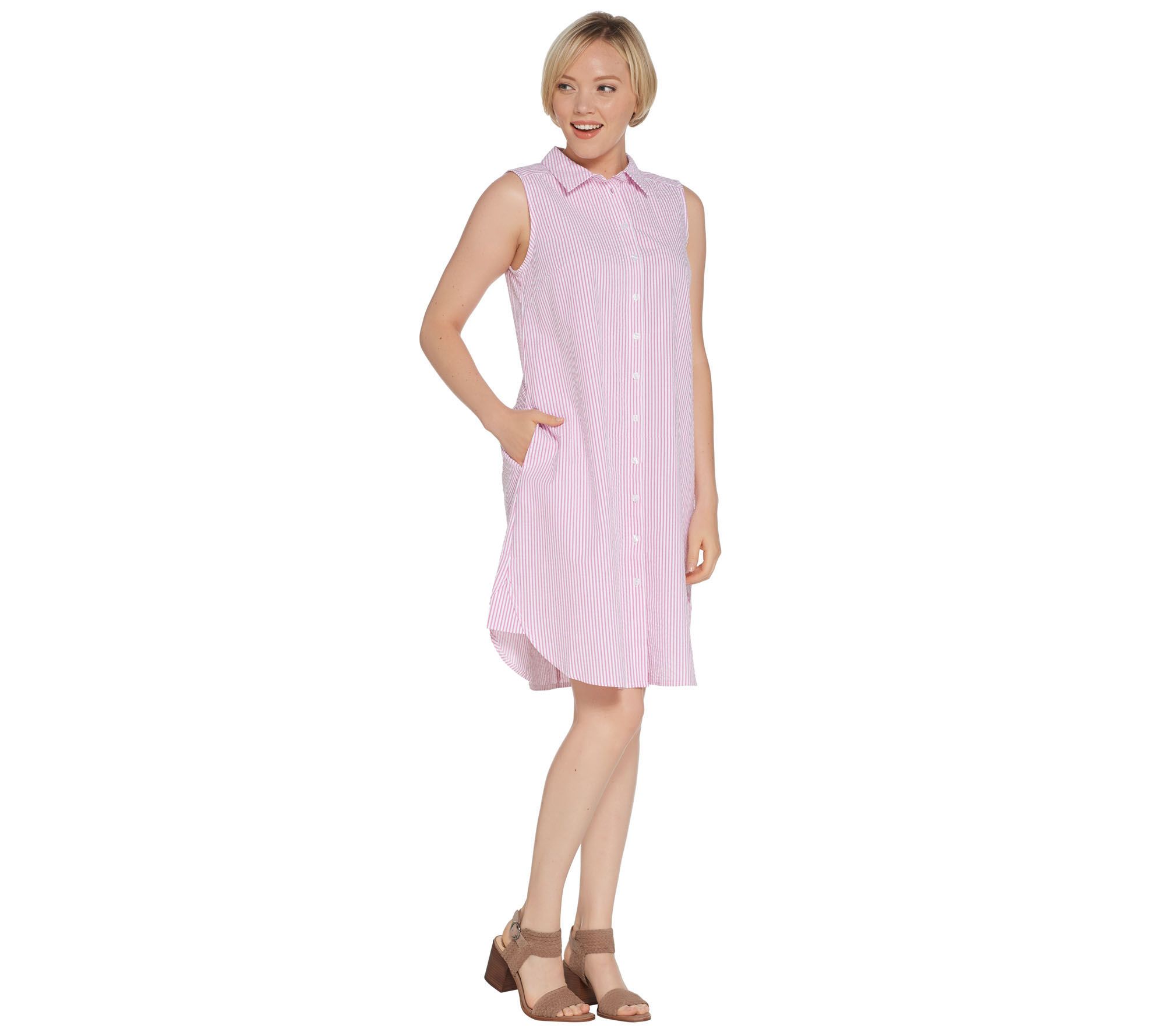 Seersucker sleeveless shirt store dress