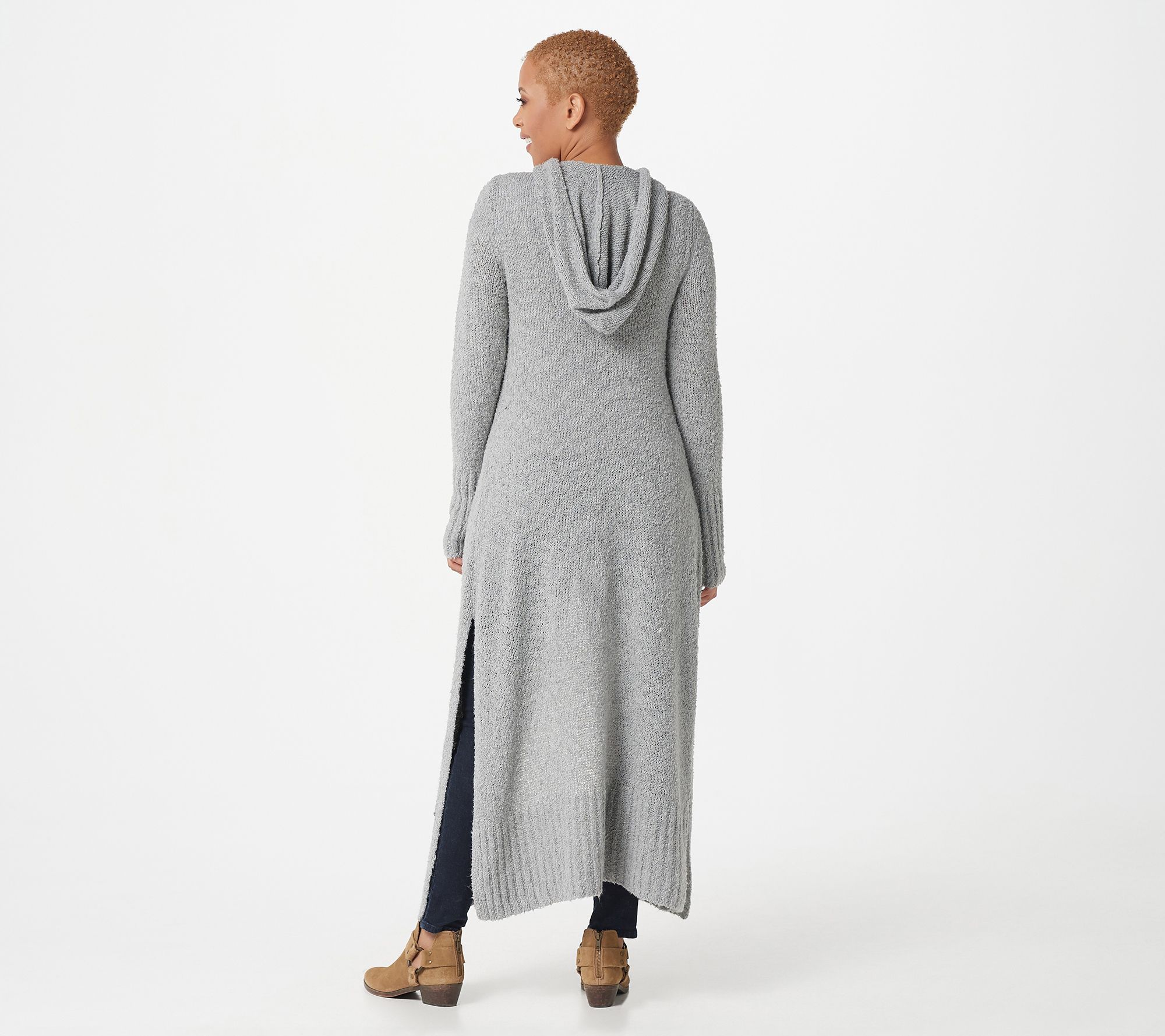 Peace Love World Maxi Crossover Sweater with Hood - QVC.com