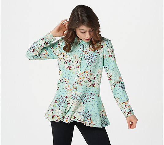Isaac Mizrahi Live! Ditsy Floral Button-Front Tunic Blouse