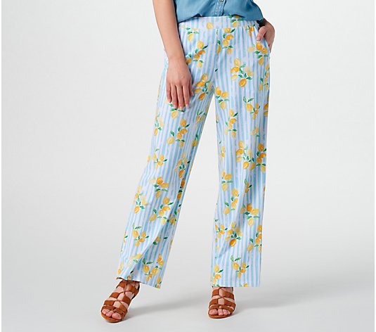 Denim & Co. Beach Regular Printed Jersey Pull-On Pants with Pockets
