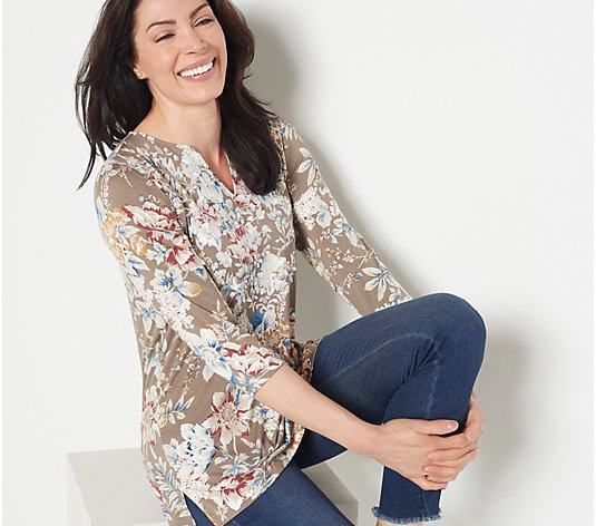 Belle by Kim Gravel Floral Embroidered Knit Top