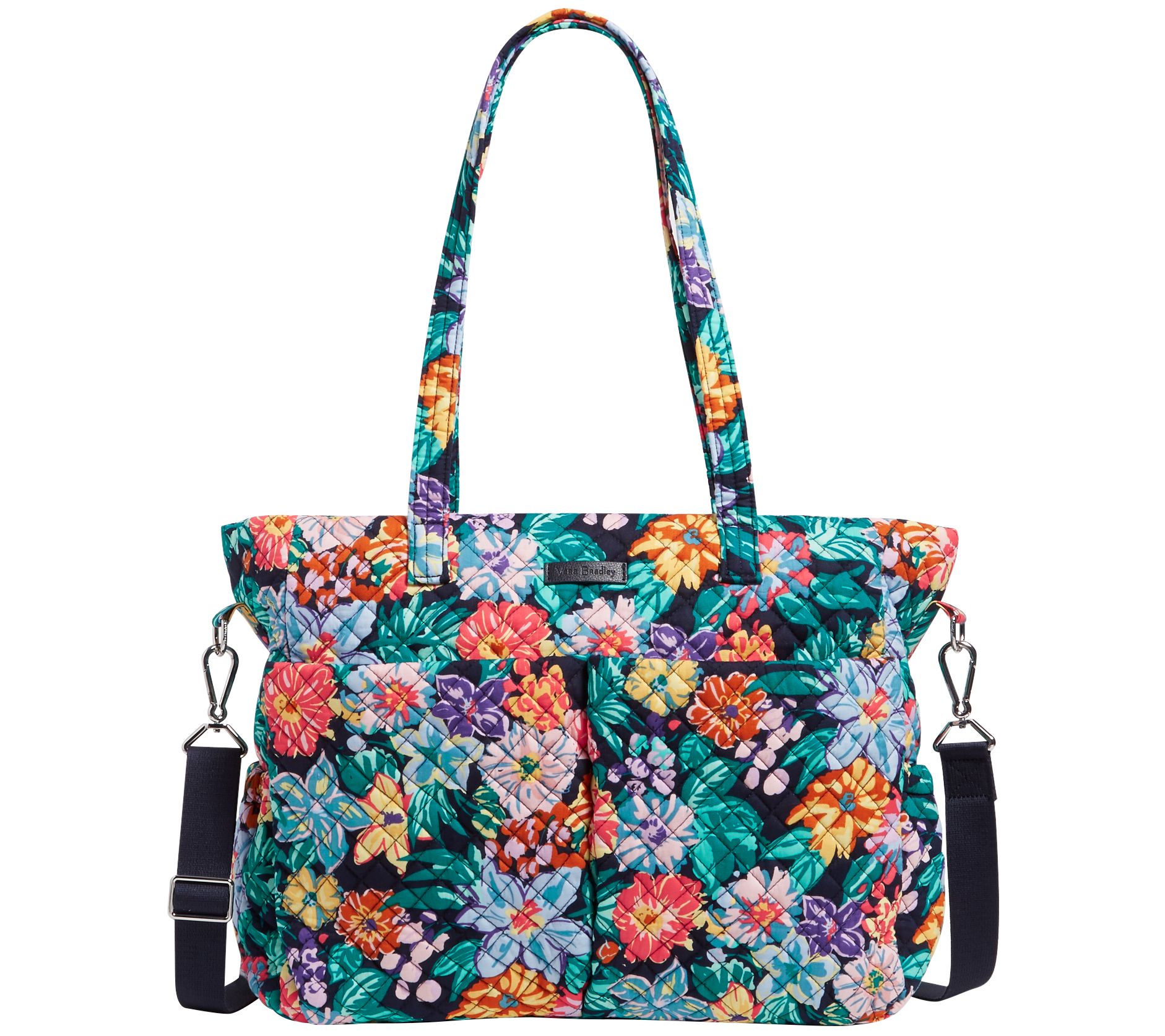 Vera Bradley Jazzy Blooms Gray Floral Diaper Bag Baby Travel