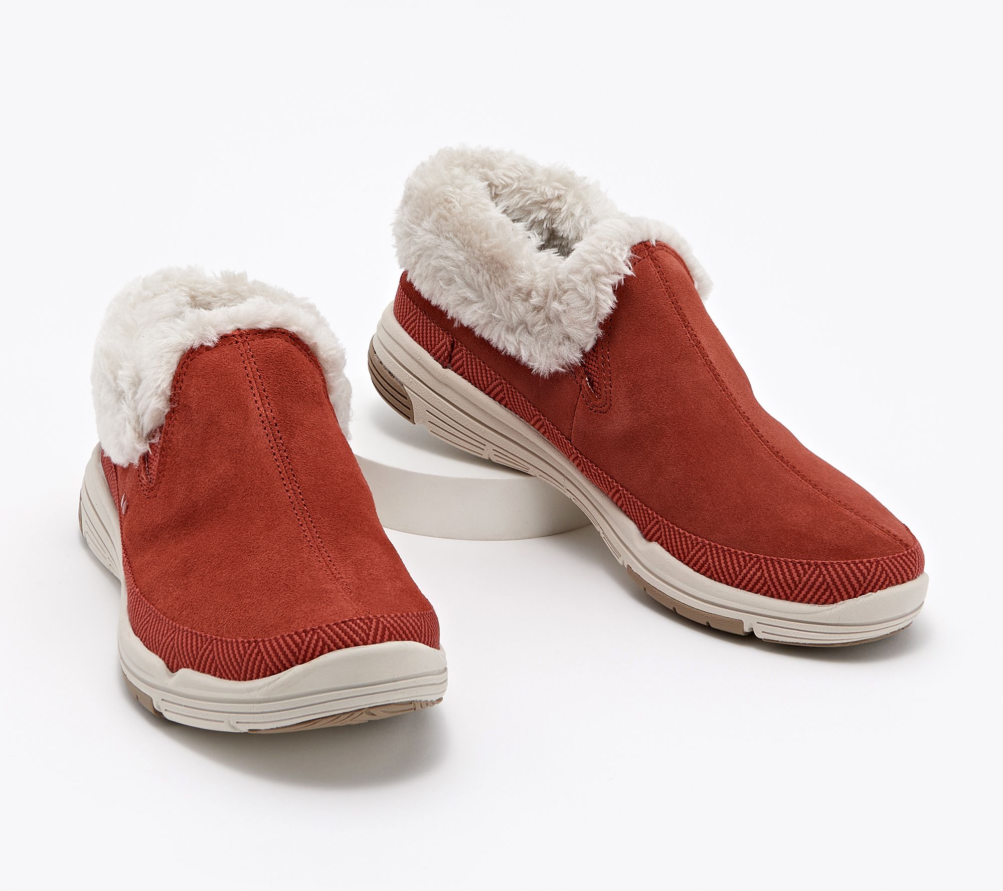 Ryka Water-Repellent Suede and Faux Fur Slip-Ons - Adventure - QVC.com