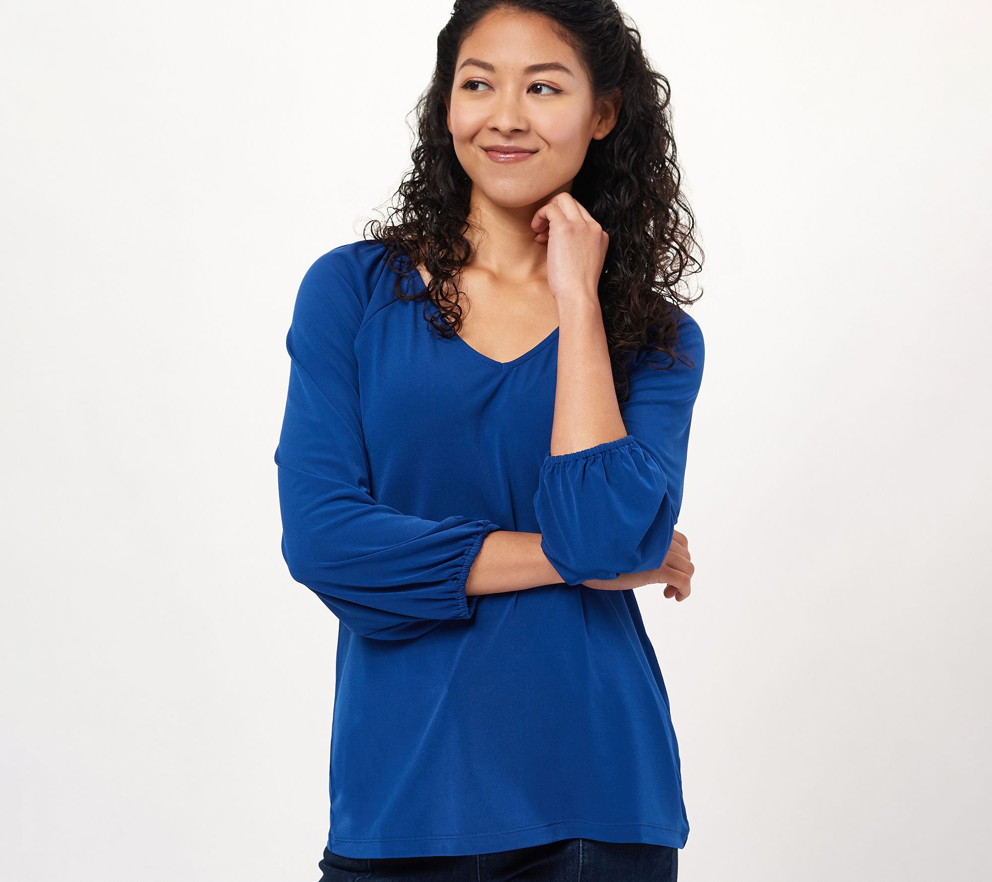 Susan Graver Regular Liquid Knit Raglan-Sleeve Top - QVC.com