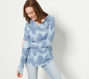 Belle by Kim Gravel Tie Dye Silky Waffle Hoodie with Pockets