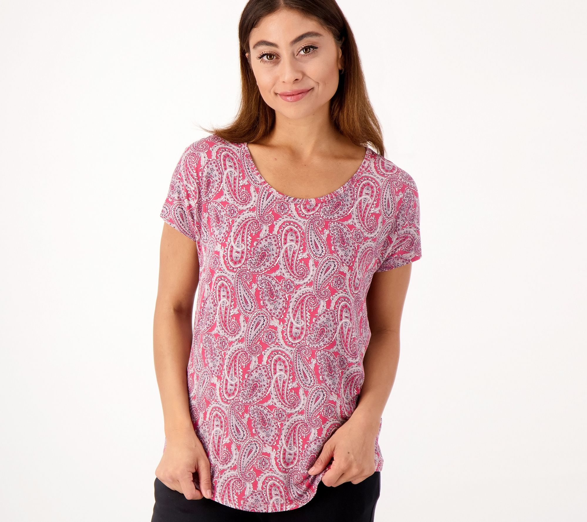 Lands End Short Sleeve Jersey Knit UNeck Top