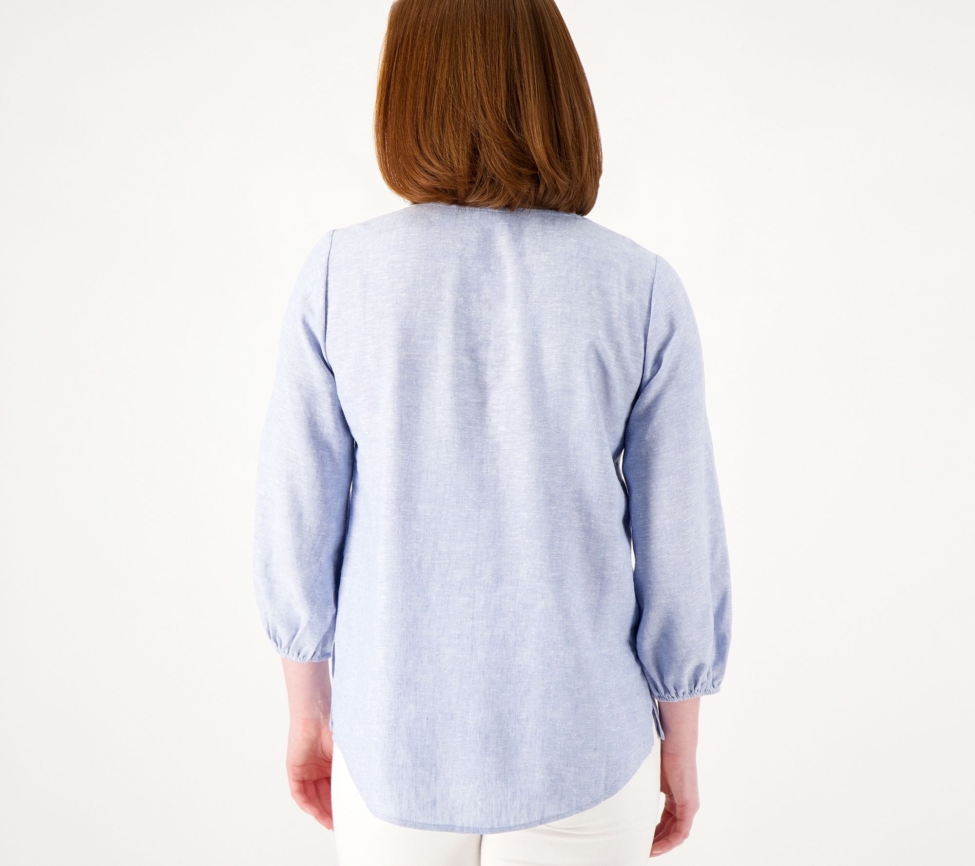 Susan Graver Pure Cross Dyed Regular Linen Blend Tunic - QVC.com