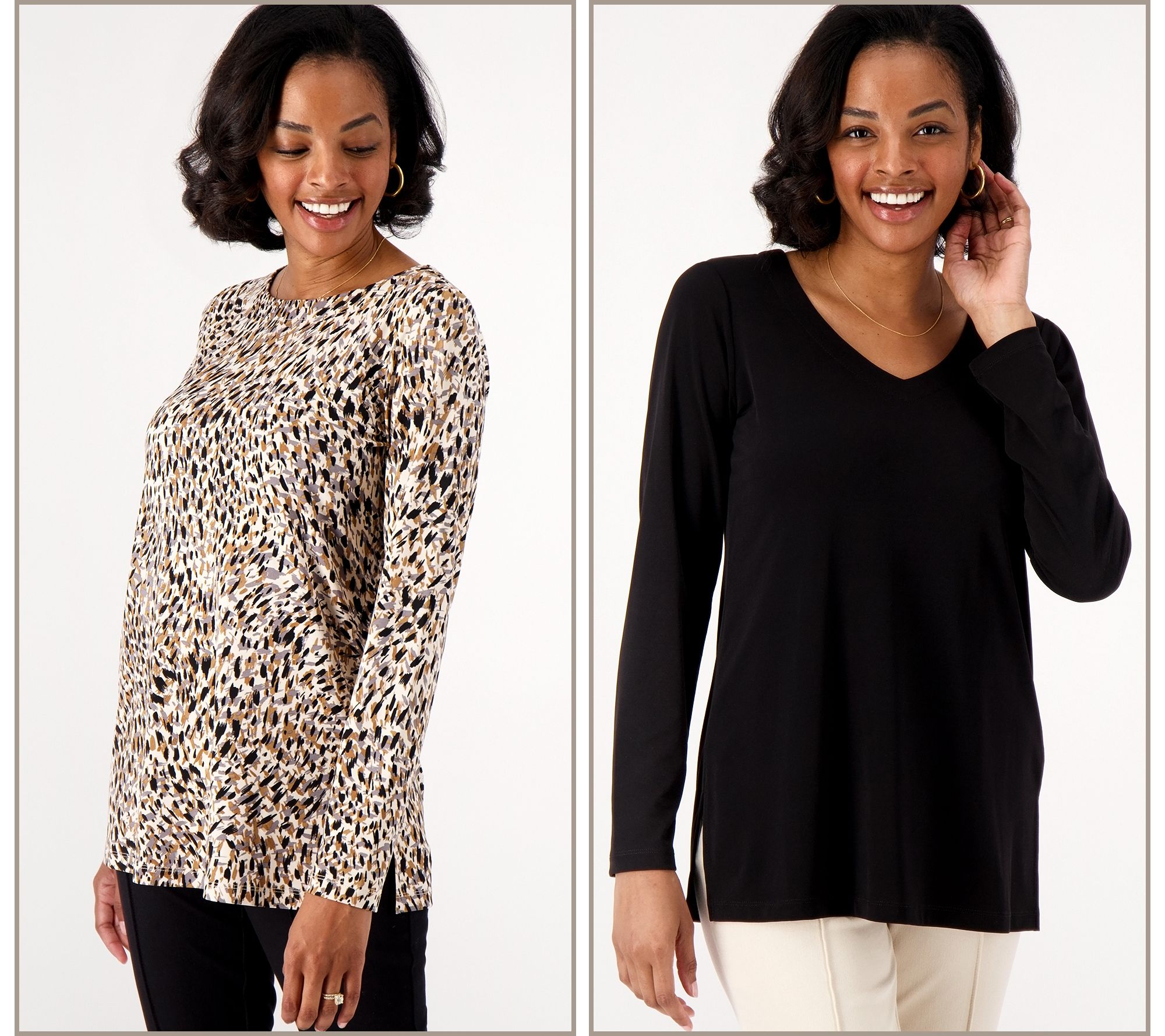 "As Is" Susan Graver Modern Essentials Petite Liquid Knit Tunic Set