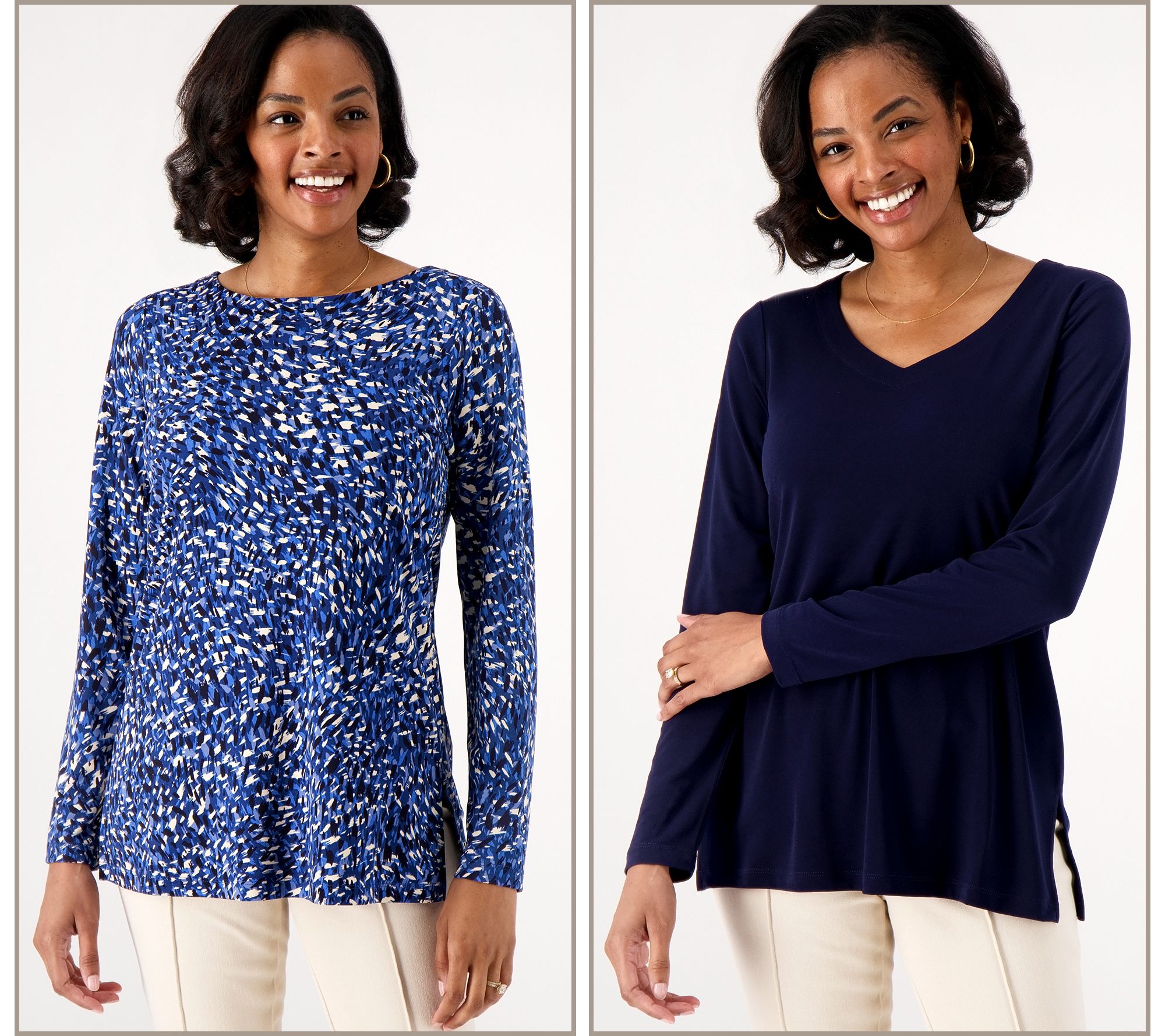 "As Is" Susan Graver Modern Essentials Petite Liquid Knit Tunic Set
