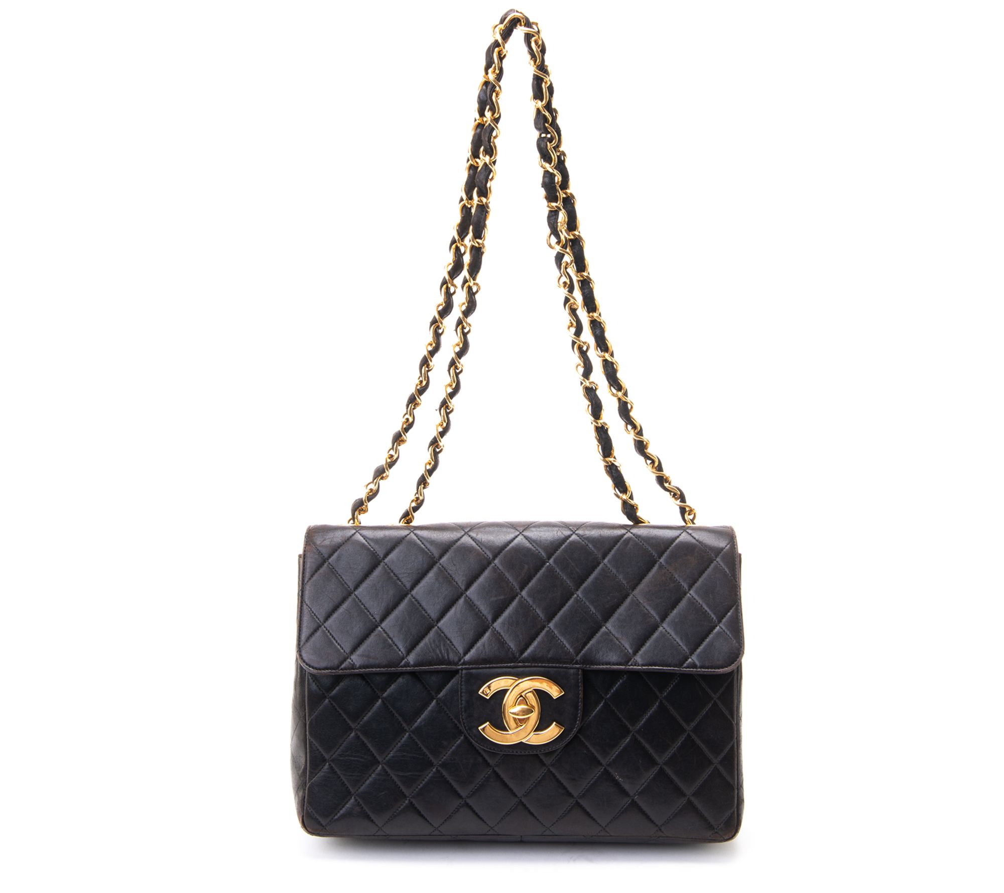 Chanel Maxi Double Flap Bag Black Lambskin Leather