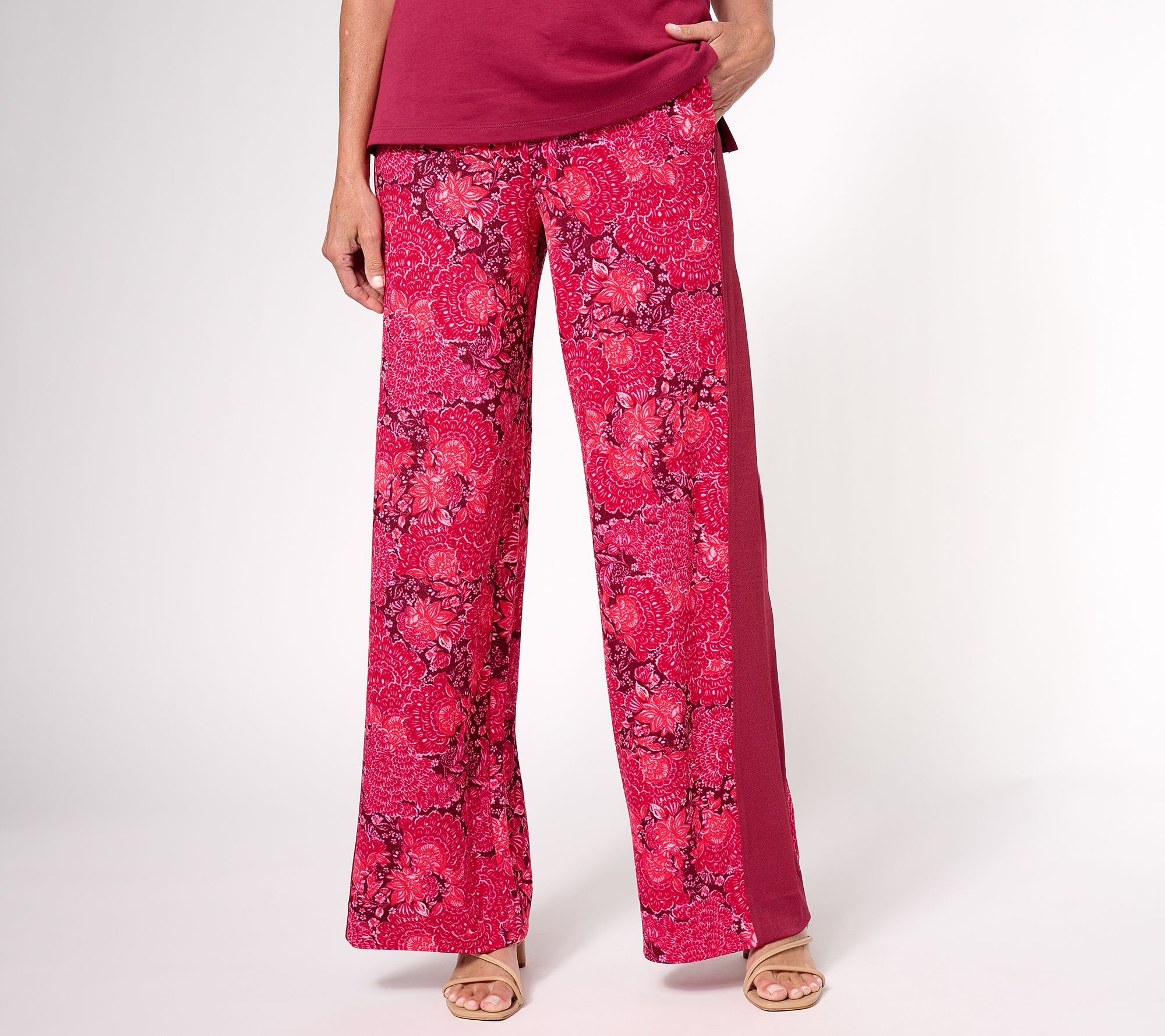 Isaac Mizrahi Live! Tall Printed Pebble Knit Full Length Pants