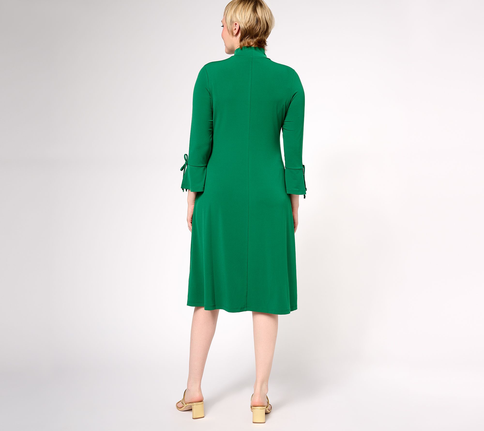 BEAUSY Long-Sleeve Mock Neck Midi A-Line Dress