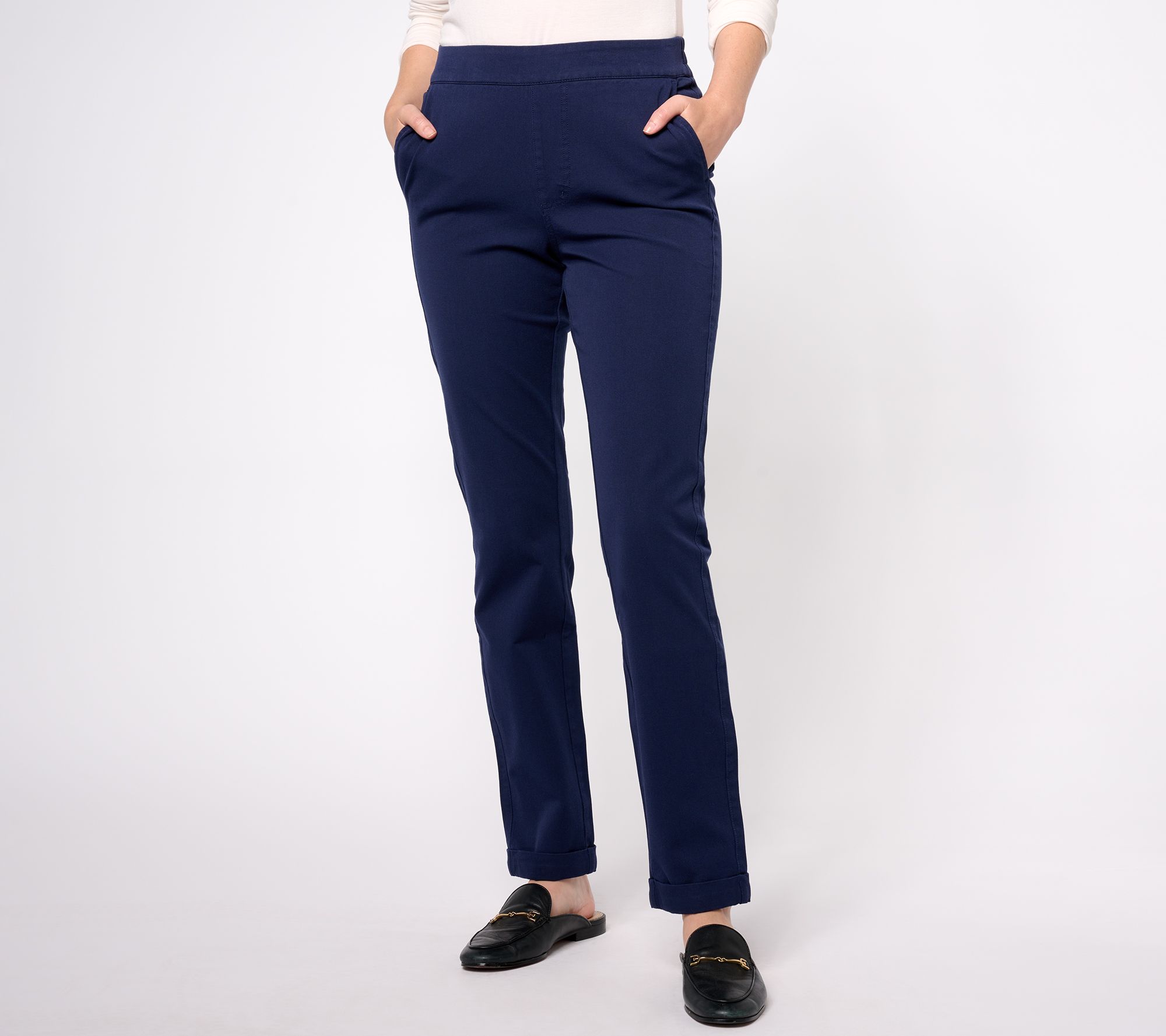 AnyBody Regular Pull-On All-Stretch Twill Pant with Pockets