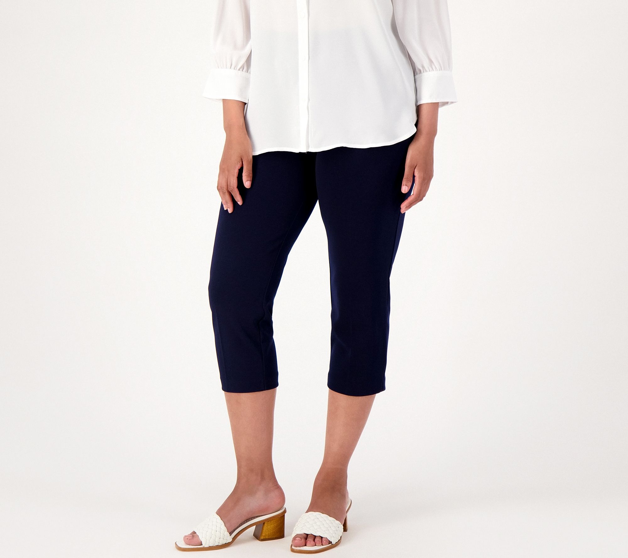 Susan Graver - Plus 1X (18W-20W) - Crop Pants 