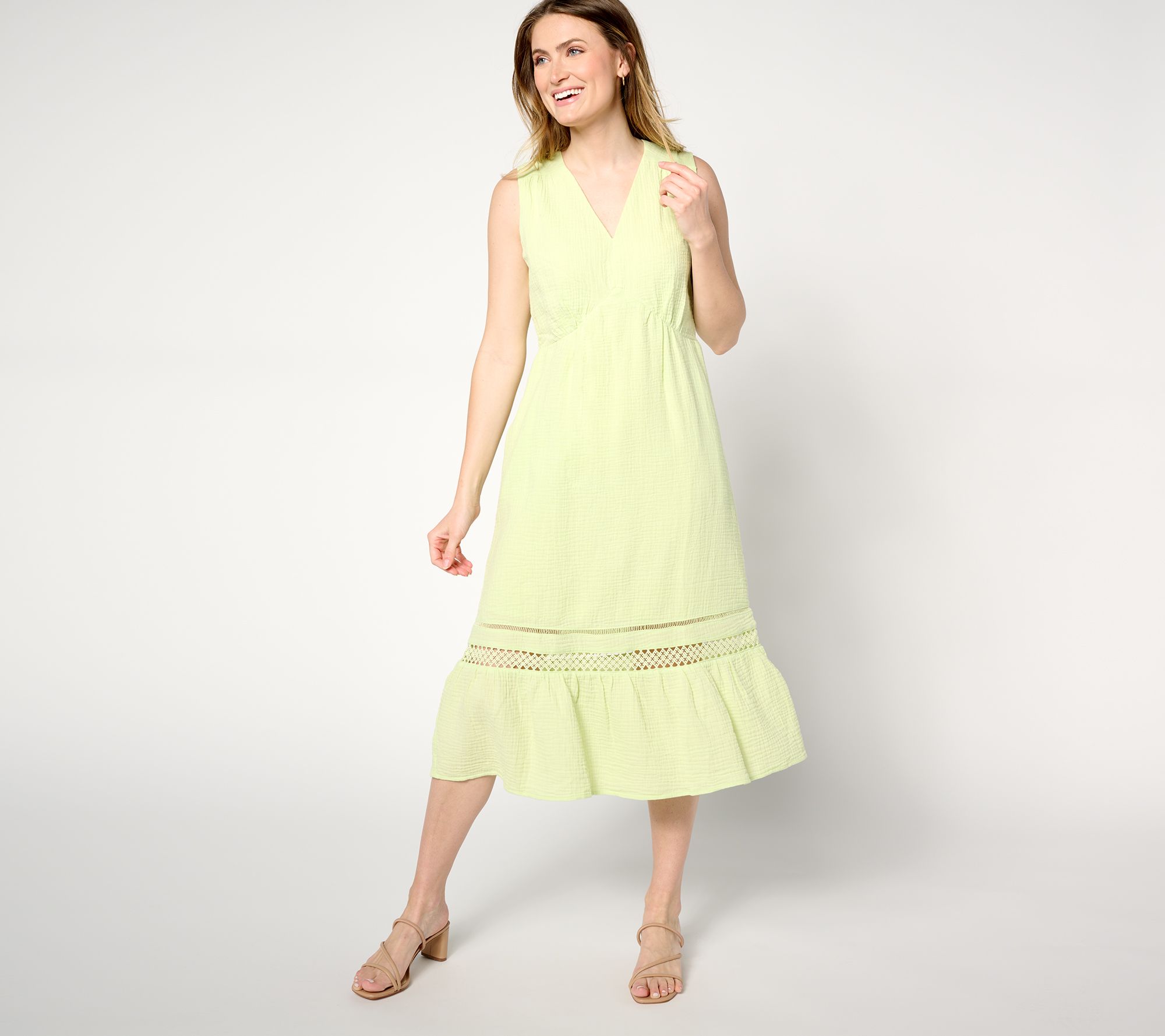 Isaac Mizrahi Live! Regular Bridgehampton Gauze Sleevless Dress