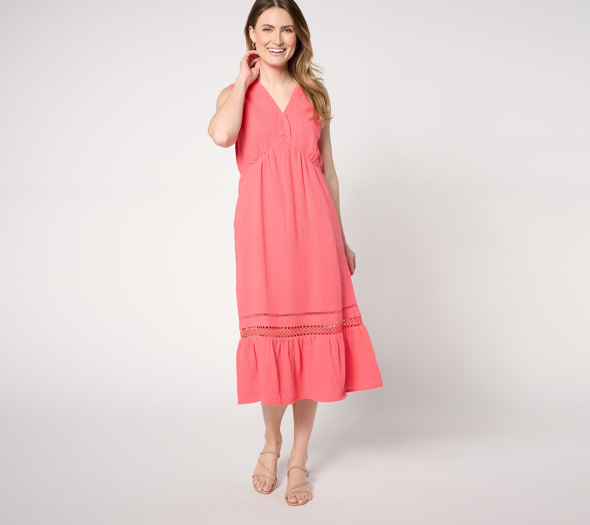 Isaac Mizrahi Live! Regular Bridgehampton Gauze Sleevless Dress