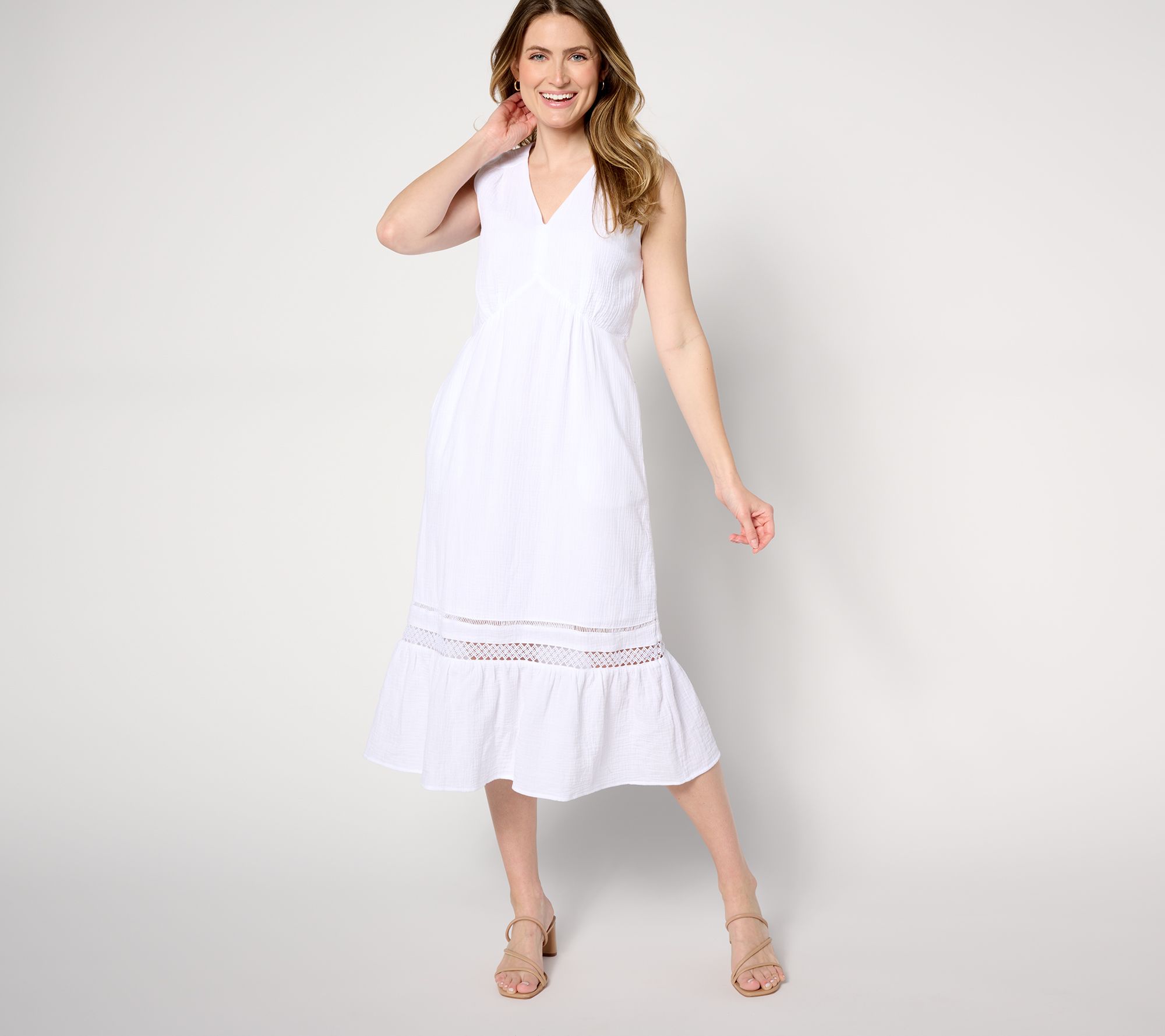 Isaac Mizrahi Live! Regular Bridgehampton Gauze Sleevless Dress